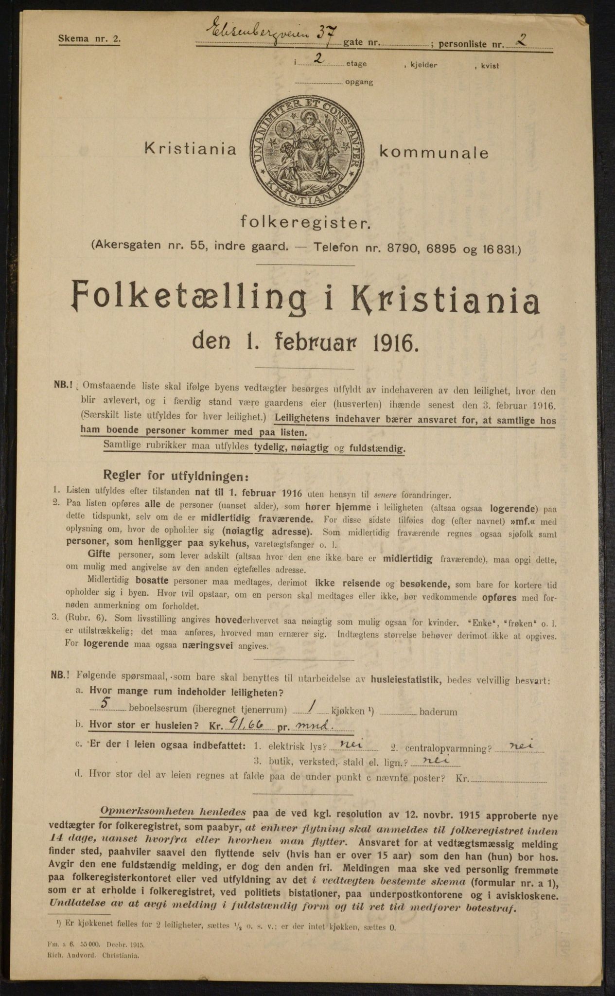 OBA, Municipal Census 1916 for Kristiania, 1916, p. 21181