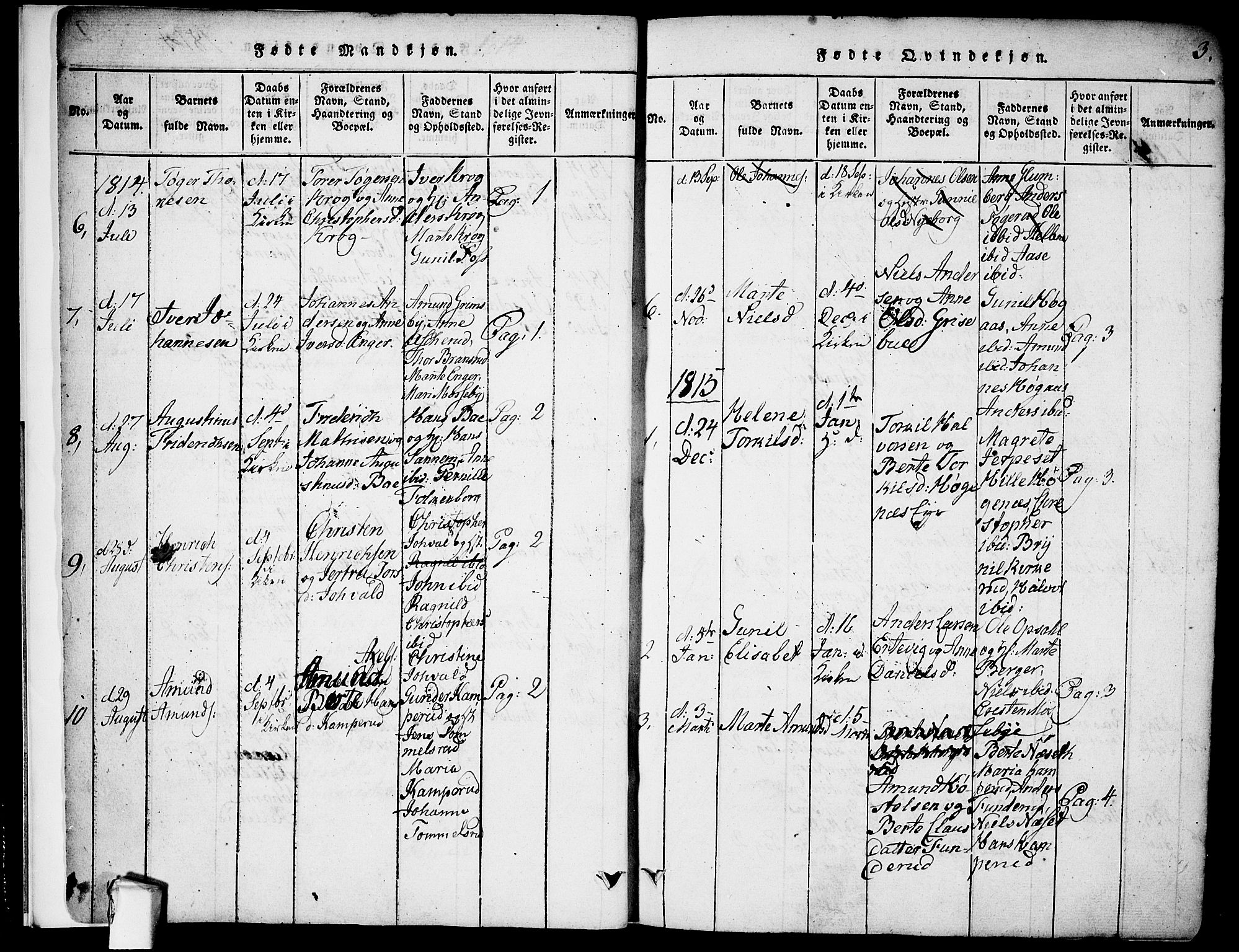 Rødenes prestekontor Kirkebøker, AV/SAO-A-2005/F/Fa/L0004: Parish register (official) no. I 4, 1814-1838, p. 3