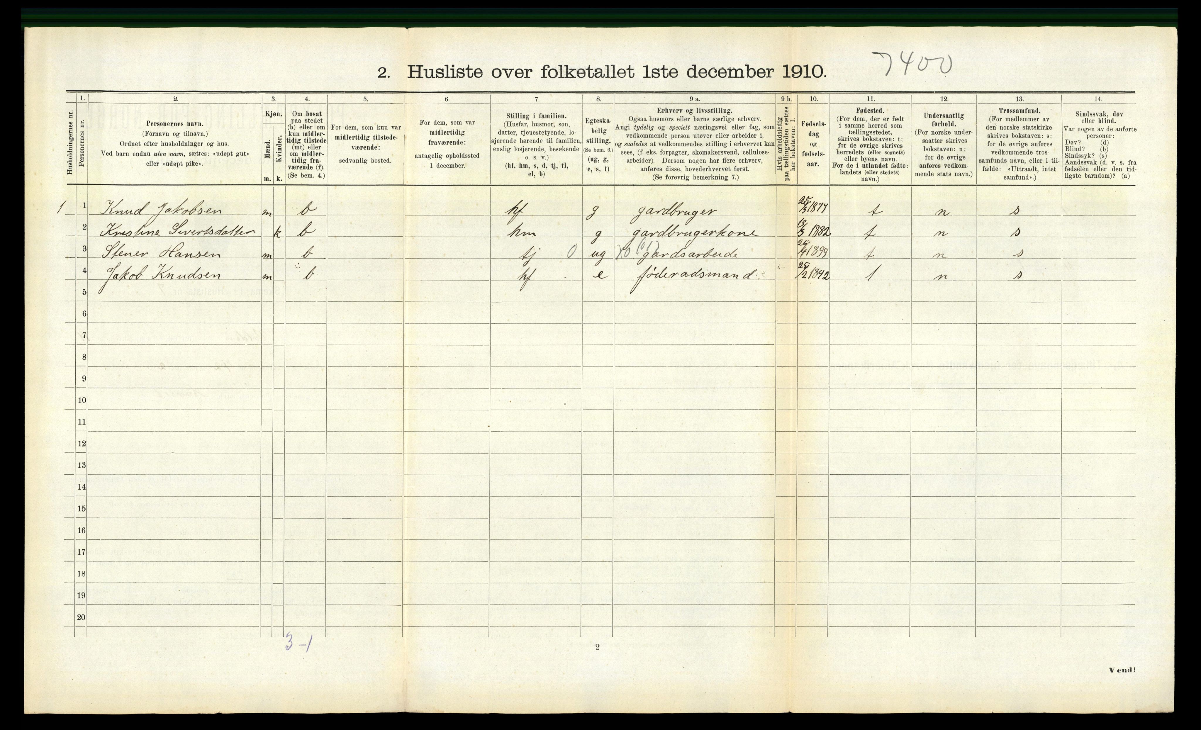 RA, 1910 census for Volda, 1910, p. 853