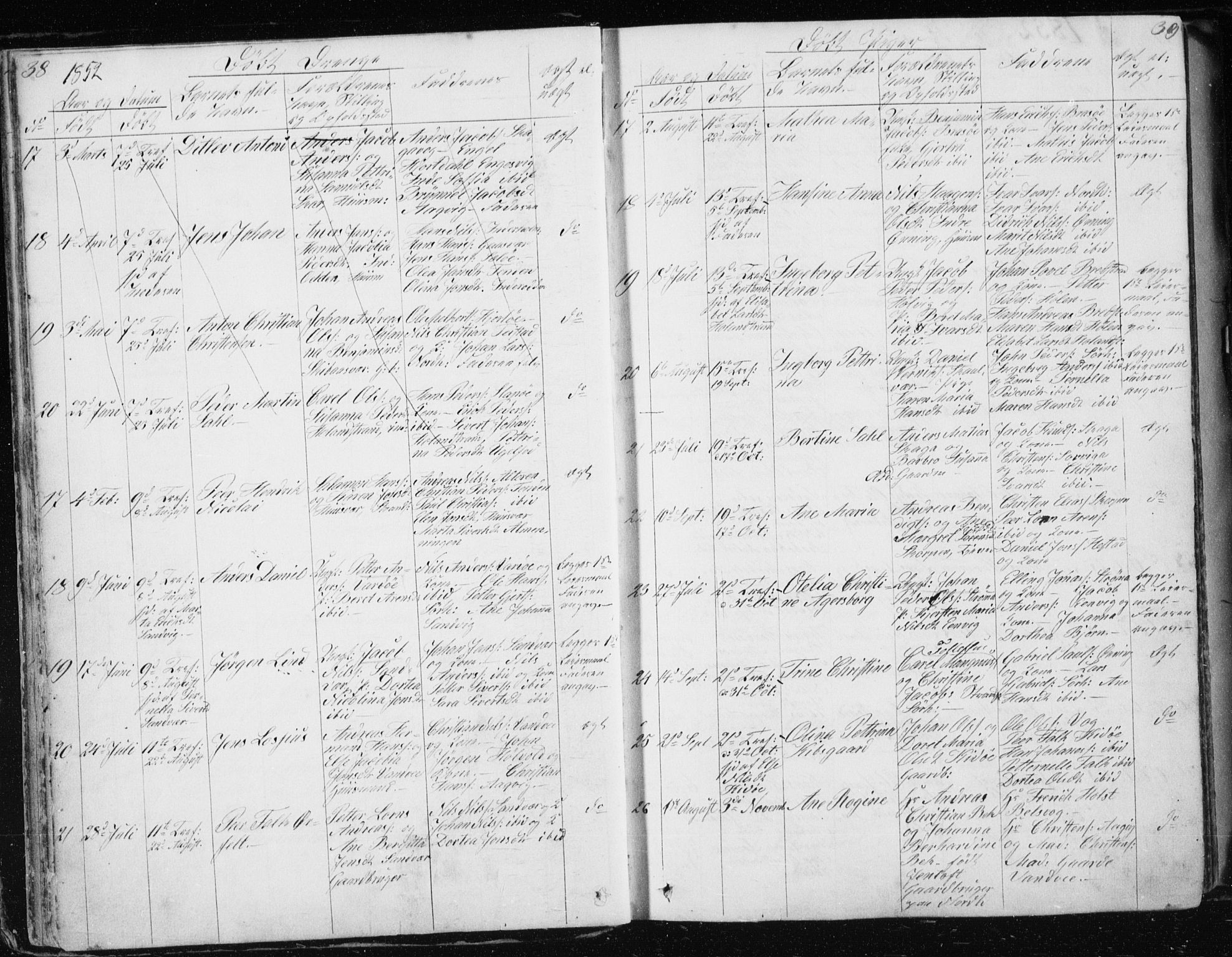 Ministerialprotokoller, klokkerbøker og fødselsregistre - Nordland, SAT/A-1459/834/L0511: Parish register (copy) no. 834C02, 1848-1862, p. 38-39