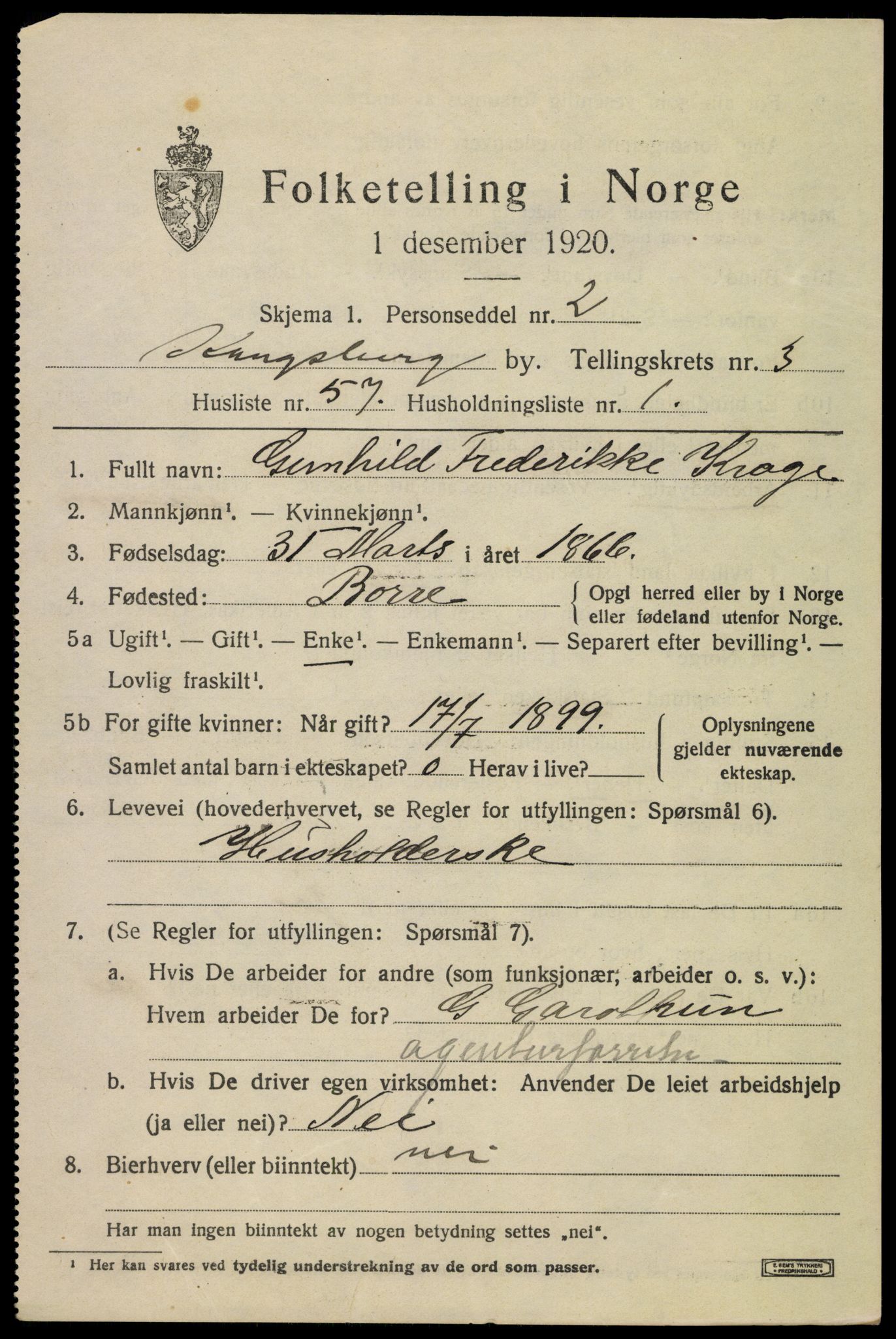 SAKO, 1920 census for Kongsberg, 1920, p. 10956