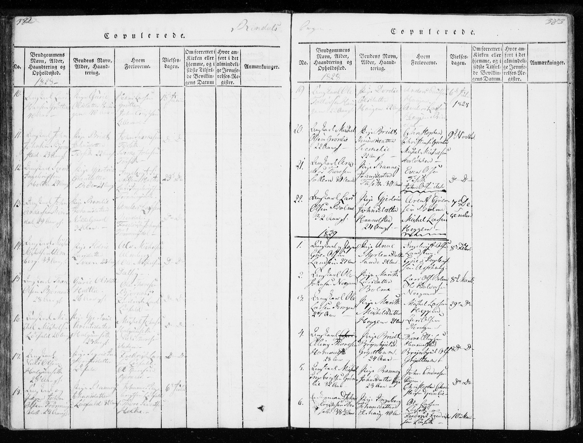 Ministerialprotokoller, klokkerbøker og fødselsregistre - Møre og Romsdal, AV/SAT-A-1454/595/L1041: Parish register (official) no. 595A03, 1819-1829, p. 382-383