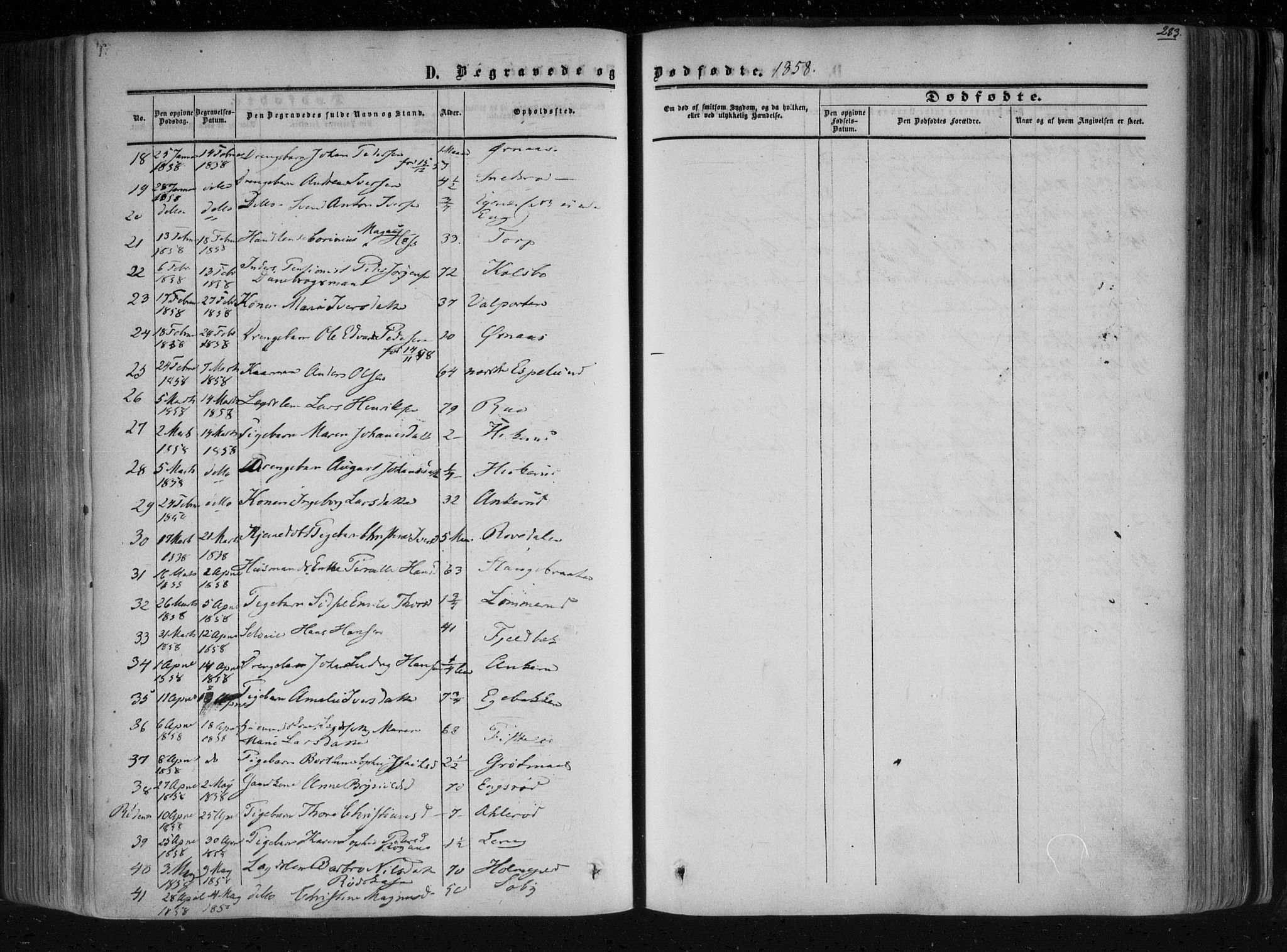 Aremark prestekontor Kirkebøker, AV/SAO-A-10899/F/Fc/L0003: Parish register (official) no. III 3, 1850-1865, p. 283