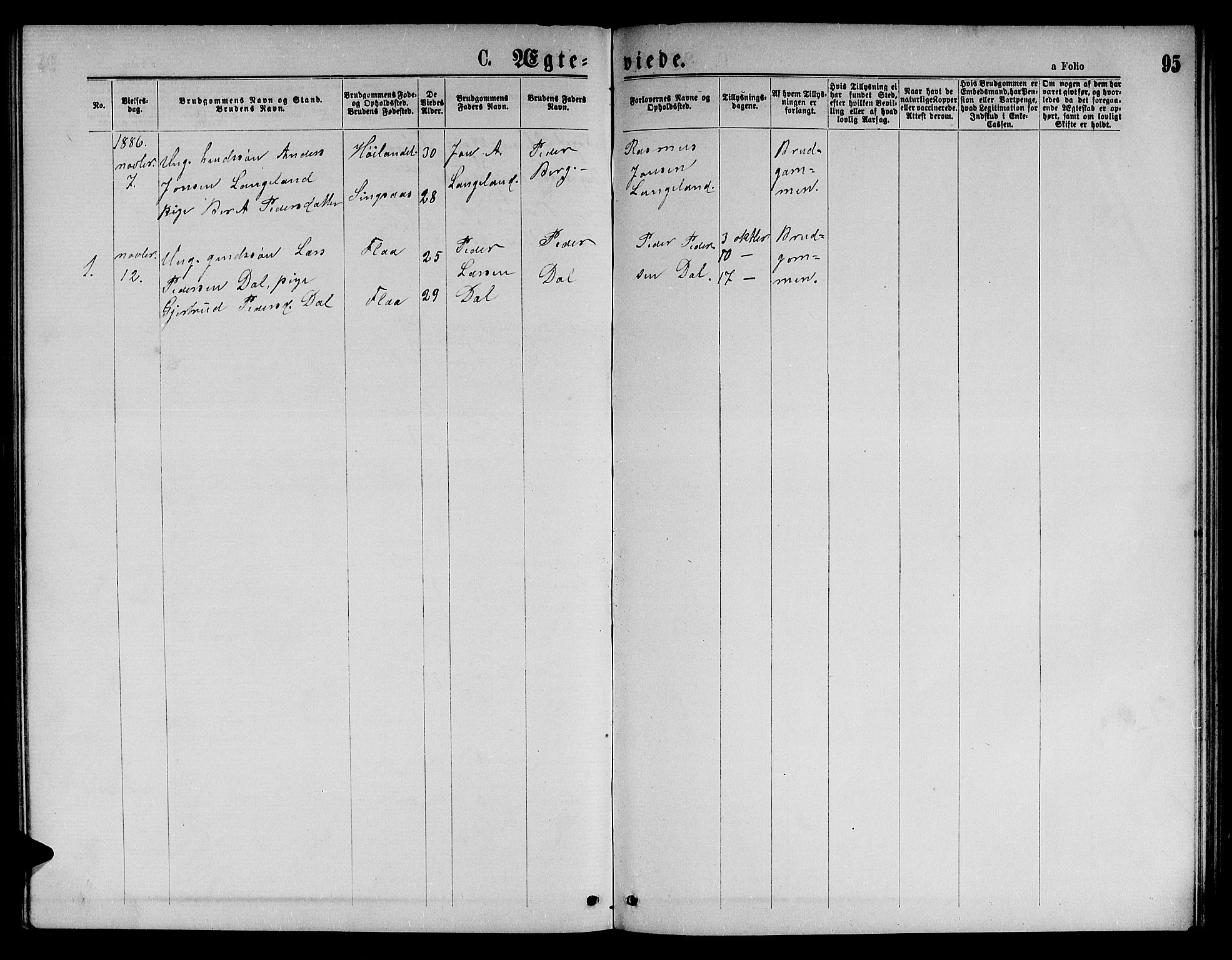 Ministerialprotokoller, klokkerbøker og fødselsregistre - Sør-Trøndelag, SAT/A-1456/693/L1122: Parish register (copy) no. 693C03, 1870-1886, p. 95