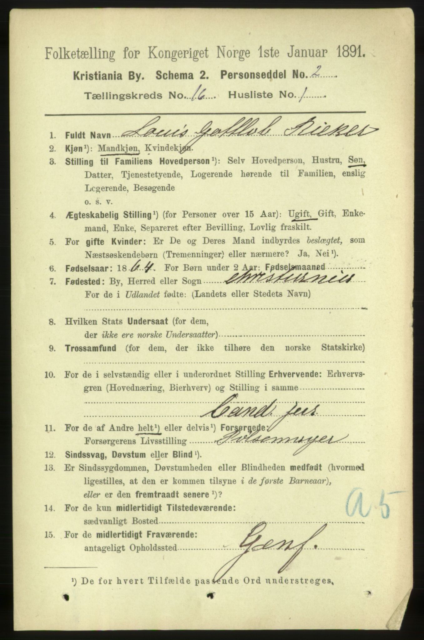 RA, 1891 census for 0301 Kristiania, 1891, p. 7101