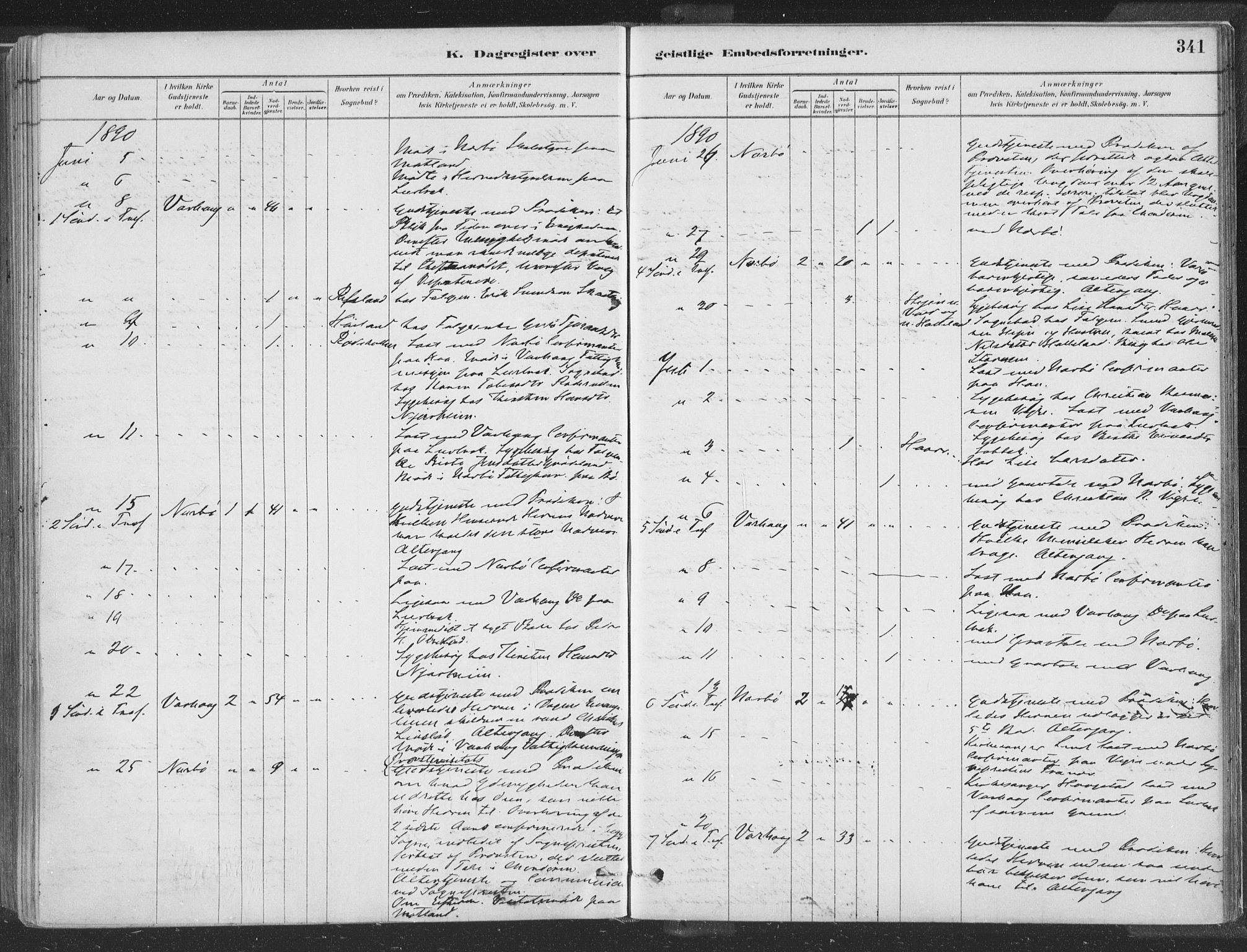 Hå sokneprestkontor, SAST/A-101801/001/30BA/L0010: Parish register (official) no. A 9, 1879-1896, p. 341