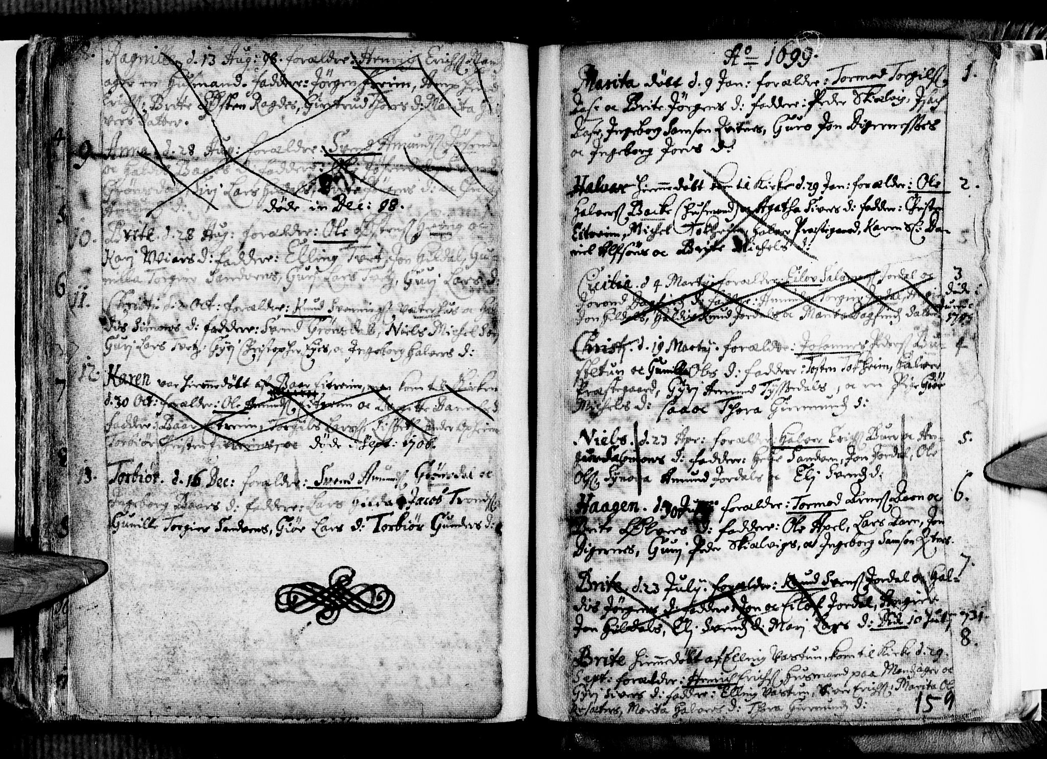 Ullensvang sokneprestembete, SAB/A-78701/H/Haa: Parish register (official) no. A 1 /3, 1676-1719, p. 159