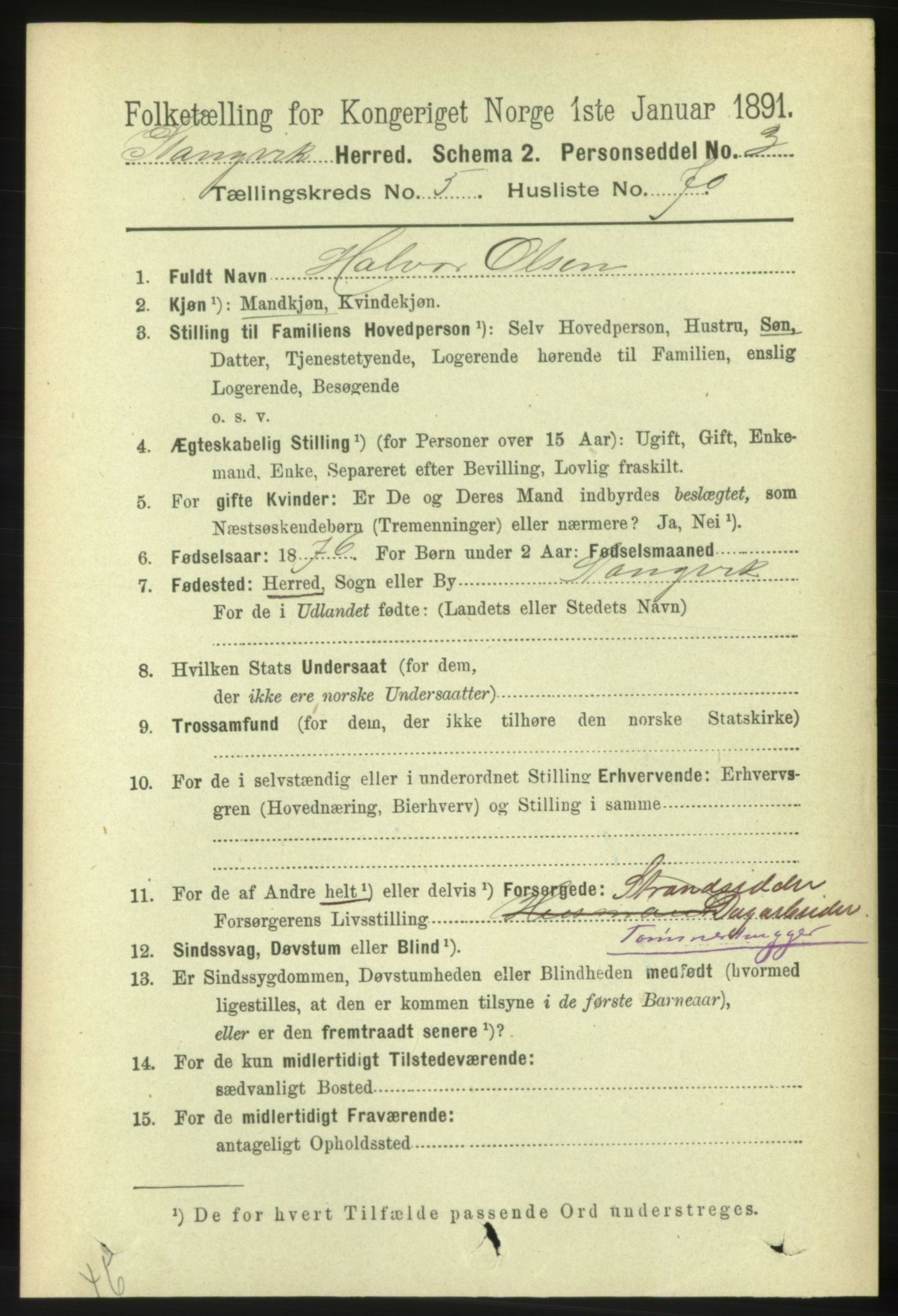 RA, 1891 census for 1564 Stangvik, 1891, p. 2602