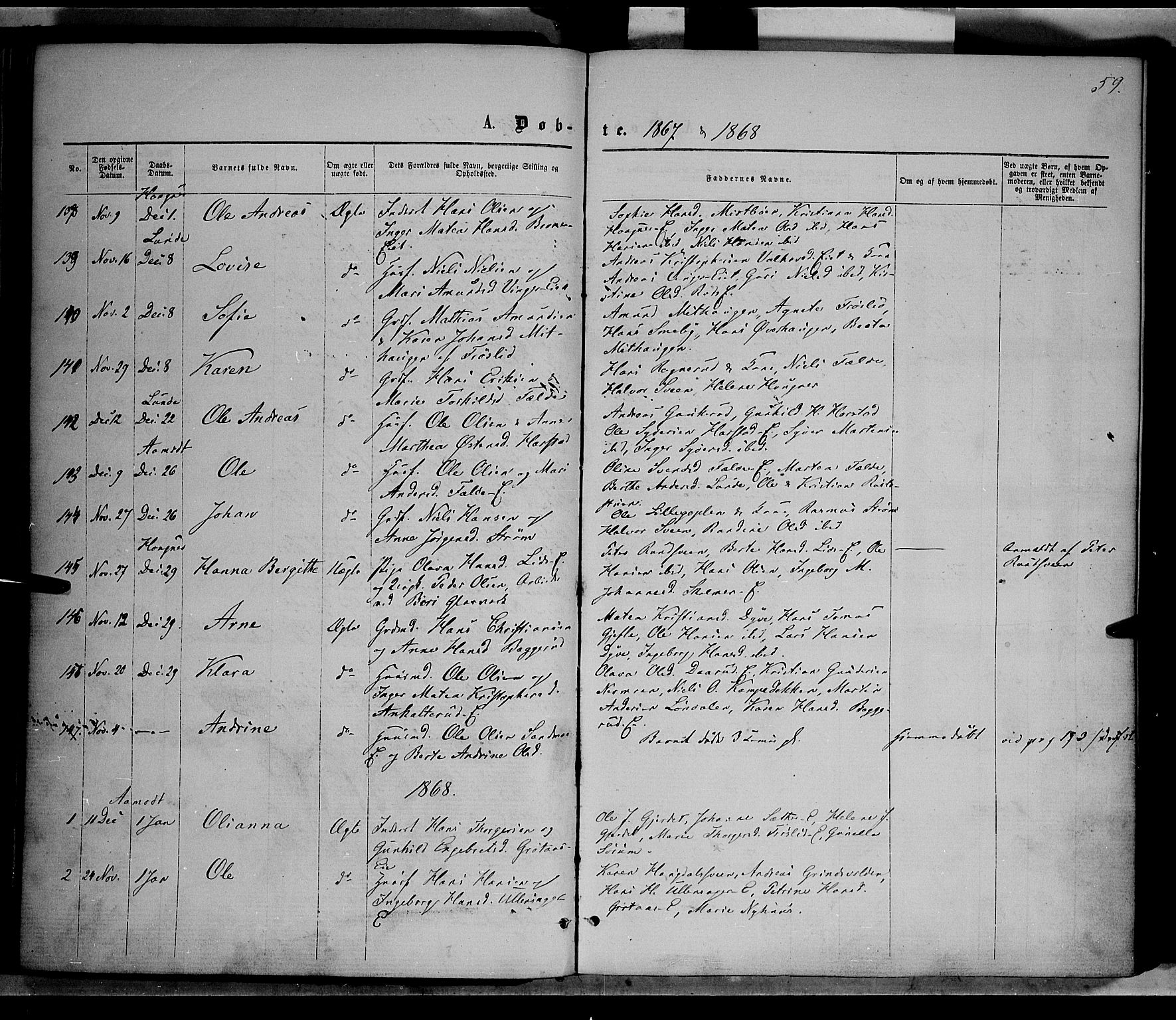 Nordre Land prestekontor, SAH/PREST-124/H/Ha/Haa/L0001: Parish register (official) no. 1, 1860-1871, p. 59
