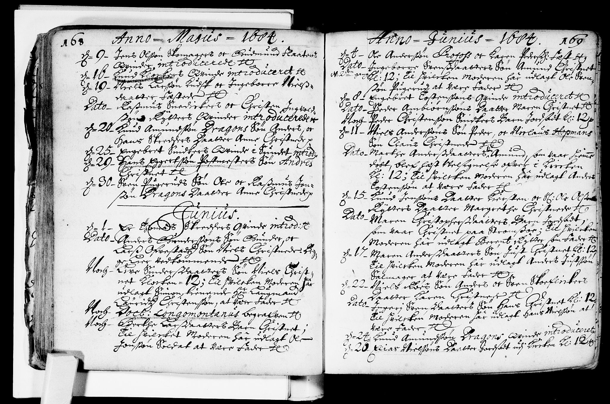 Bragernes kirkebøker, AV/SAKO-A-6/F/Fa/L0002: Parish register (official) no. I 2, 1680-1705, p. 168-169