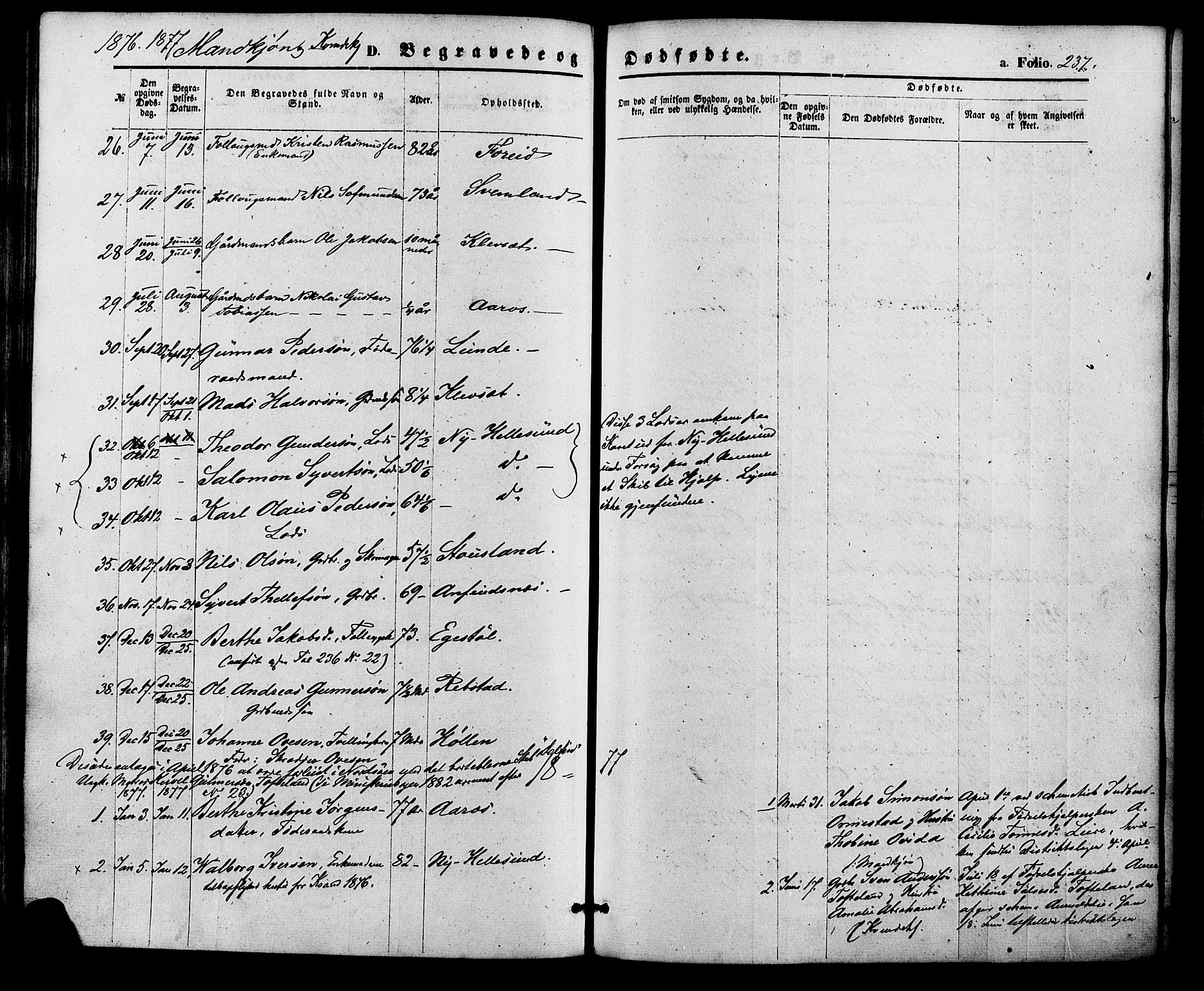 Søgne sokneprestkontor, AV/SAK-1111-0037/F/Fa/Fab/L0011: Parish register (official) no. A 11, 1869-1879, p. 237