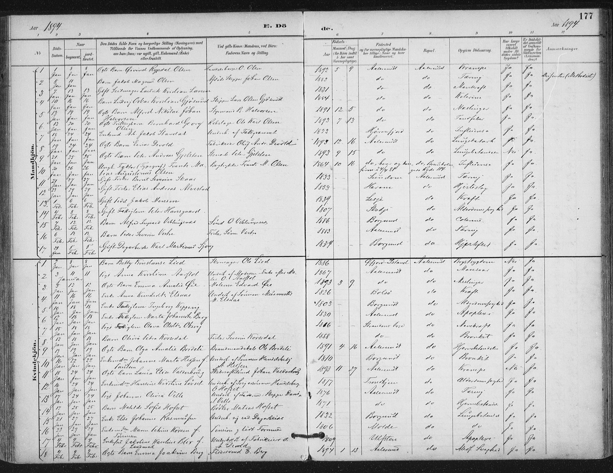 Ministerialprotokoller, klokkerbøker og fødselsregistre - Møre og Romsdal, SAT/A-1454/529/L0457: Parish register (official) no. 529A07, 1894-1903, p. 177