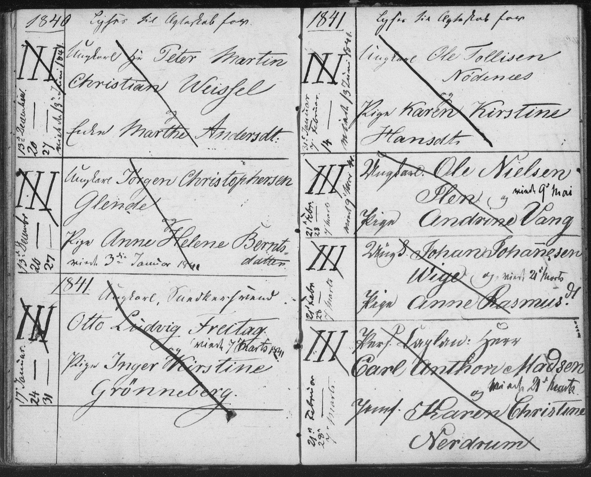 Bragernes kirkebøker, SAKO/A-6/H/Ha/L0002: Banns register no. 2, 1832-1846