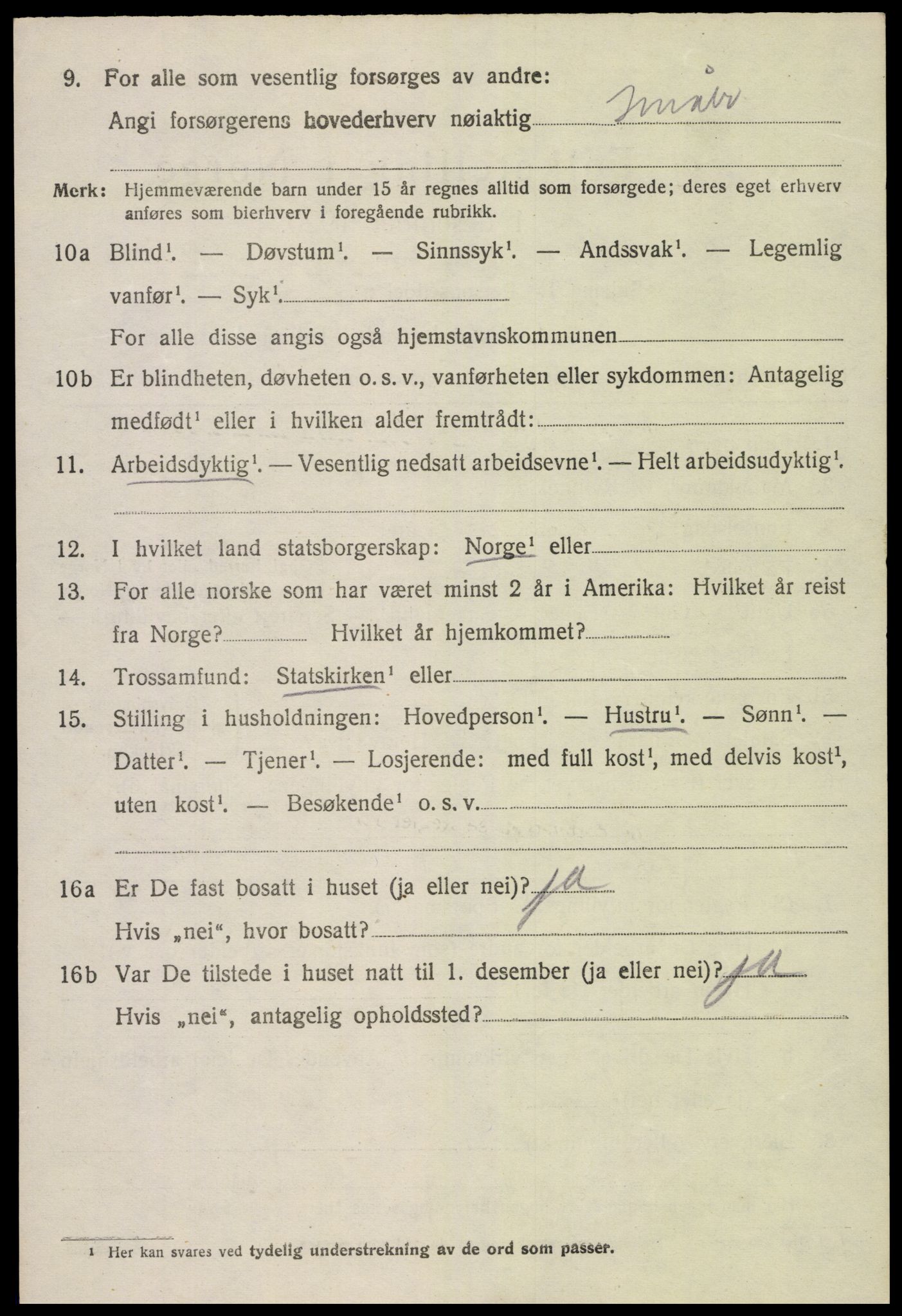 SAK, 1920 census for Fjære, 1920, p. 10040