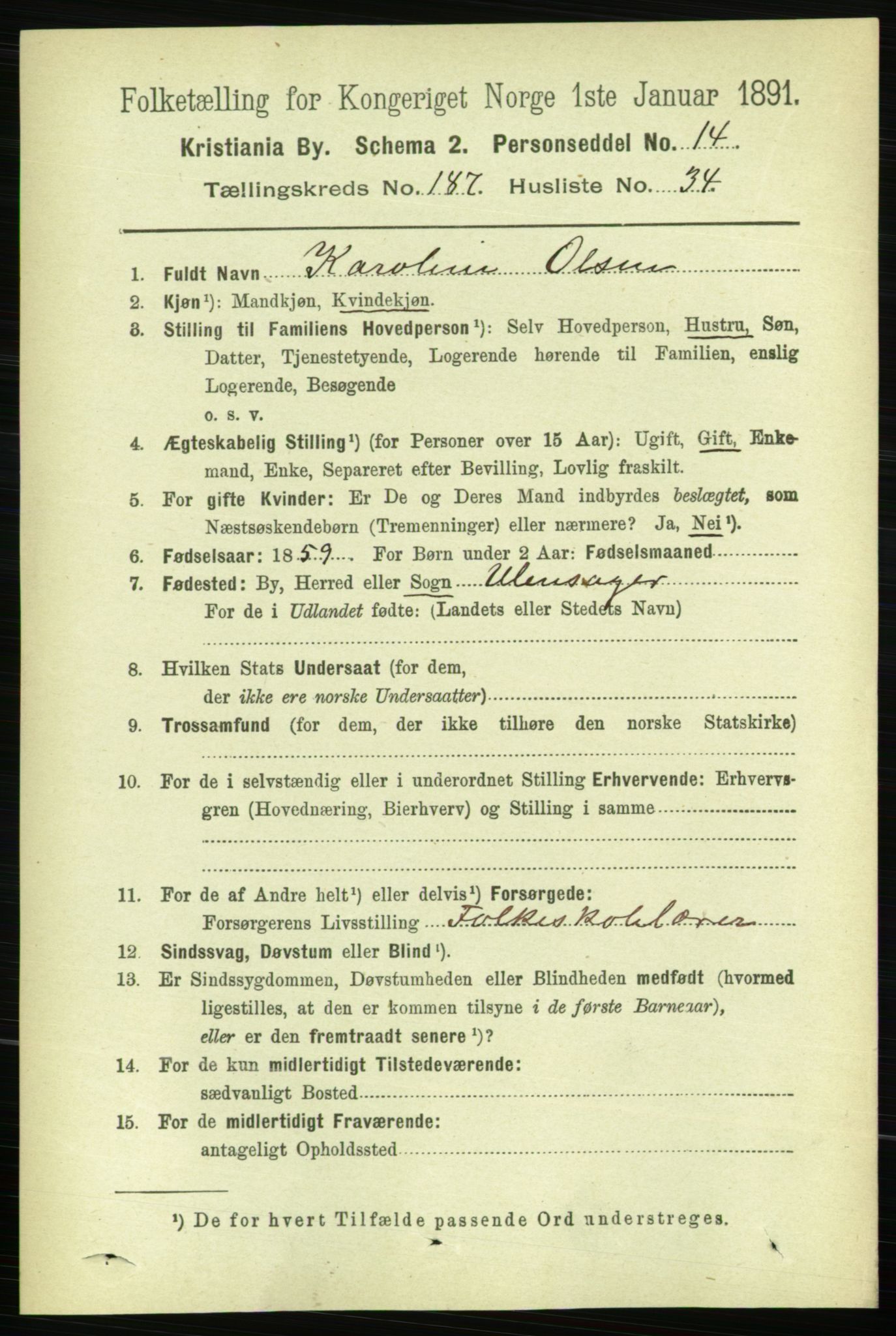 RA, 1891 census for 0301 Kristiania, 1891, p. 112515