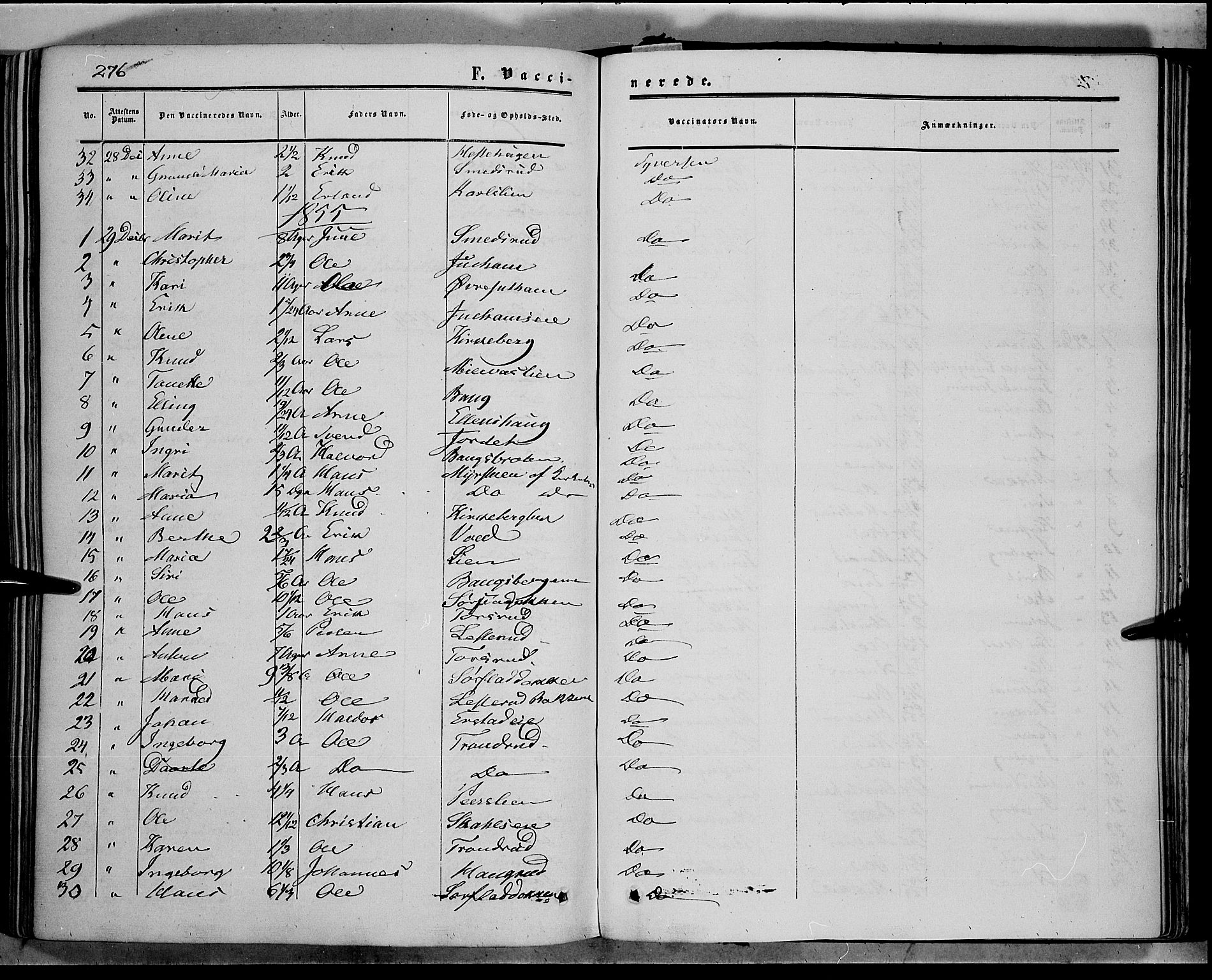 Sør-Aurdal prestekontor, SAH/PREST-128/H/Ha/Haa/L0005: Parish register (official) no. 5, 1849-1876, p. 276