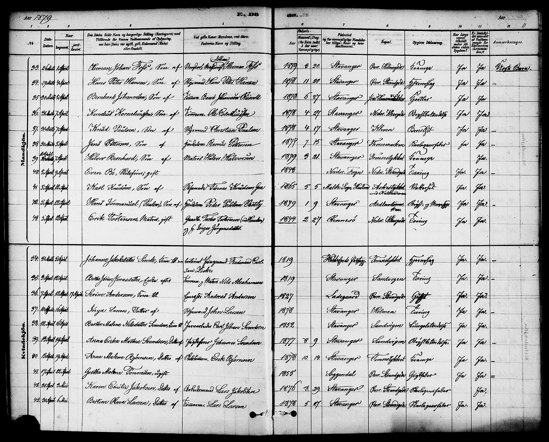 Domkirken sokneprestkontor, AV/SAST-A-101812/001/30/30BA/L0027: Parish register (official) no. A 26, 1878-1896, p. 11