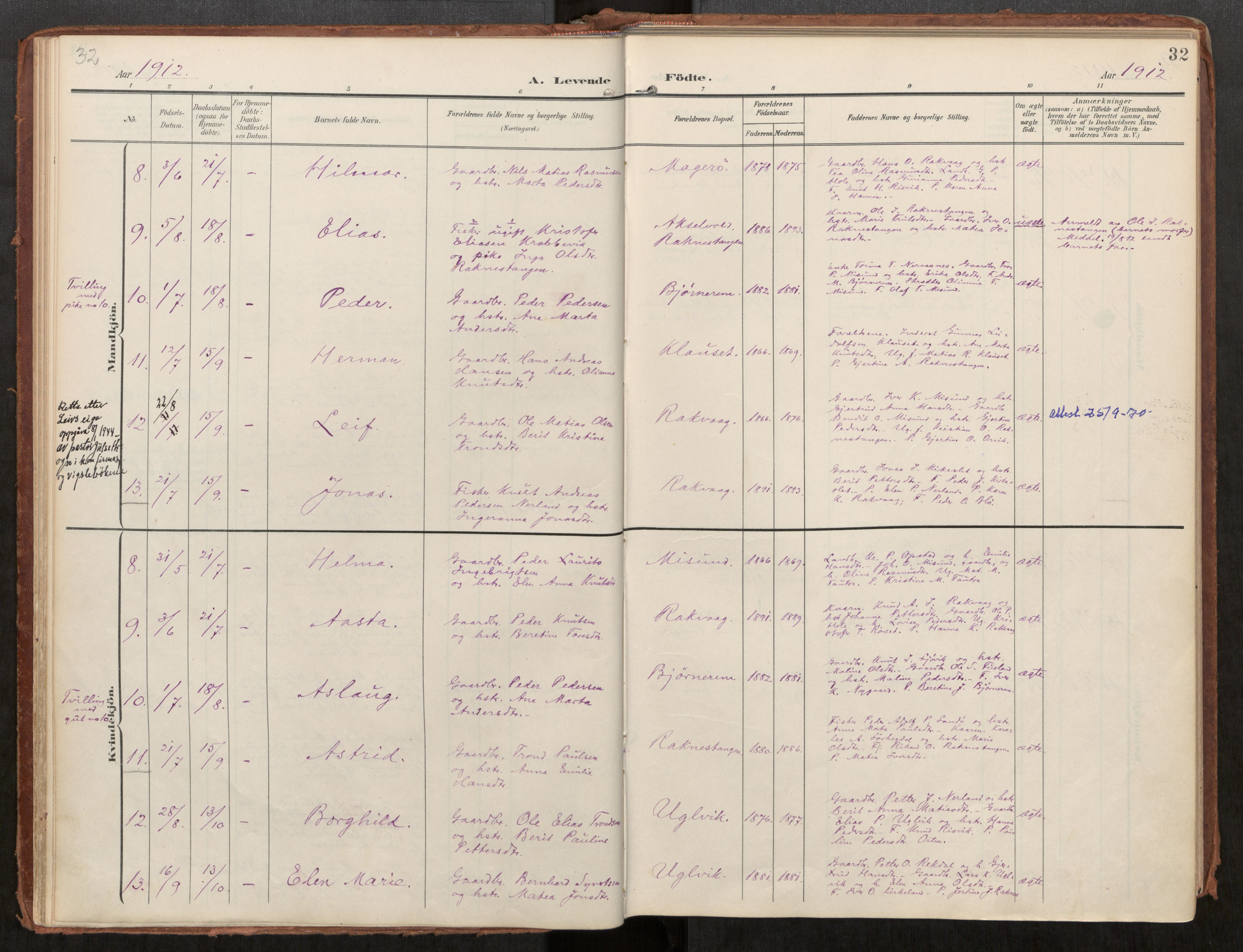 Ministerialprotokoller, klokkerbøker og fødselsregistre - Møre og Romsdal, AV/SAT-A-1454/563/L0740: Parish register (official) no. 563A02, 1903-1923, p. 32