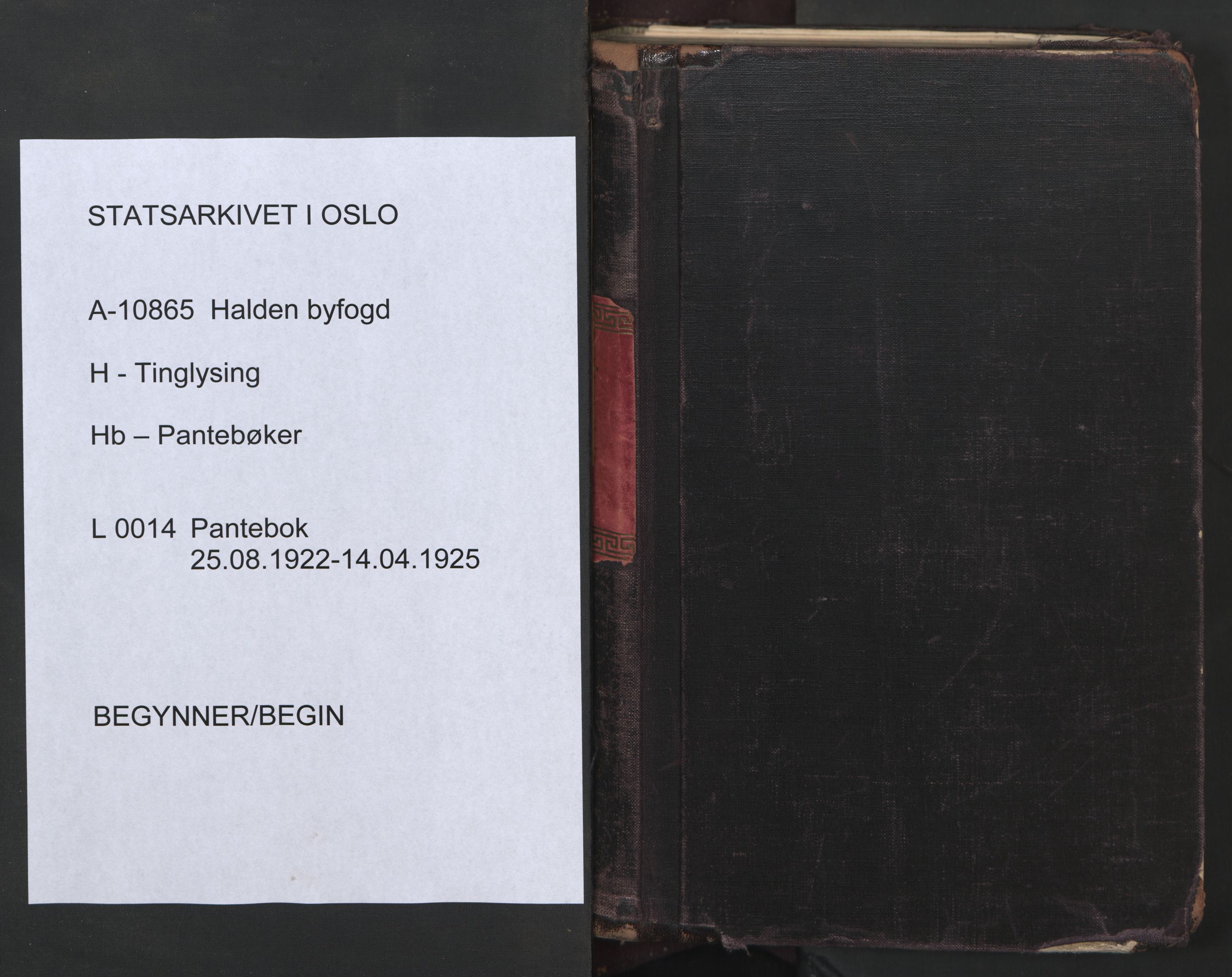 Halden byfogd, AV/SAO-A-10865/G/Gb/L0014: Mortgage book no. 14, 1922-1925