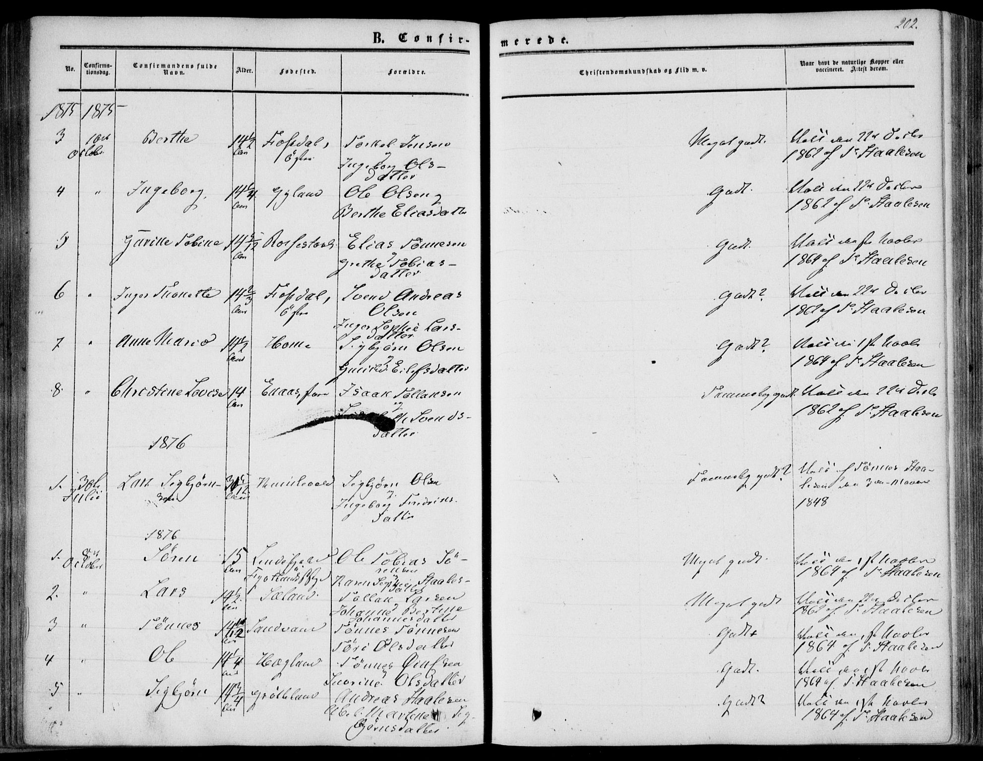 Bakke sokneprestkontor, AV/SAK-1111-0002/F/Fa/Fab/L0002: Parish register (official) no. A 2, 1855-1884, p. 202