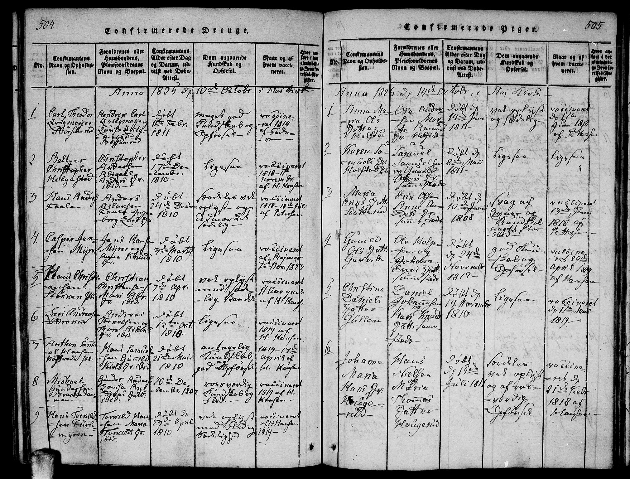 Ås prestekontor Kirkebøker, AV/SAO-A-10894/F/Fa/L0004: Parish register (official) no. I 4, 1818-1826, p. 504-505