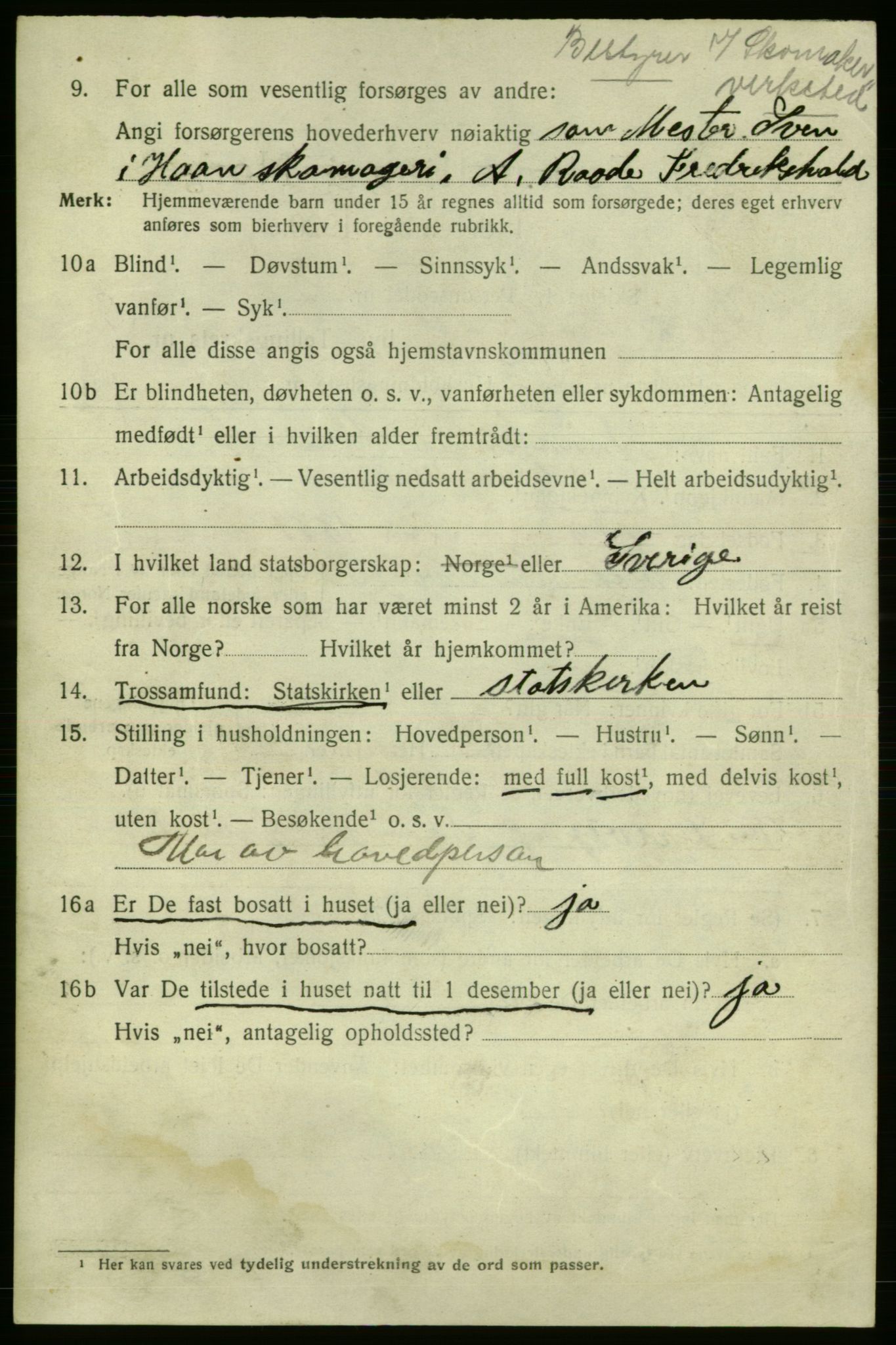 SAO, 1920 census for Fredrikshald, 1920, p. 16328