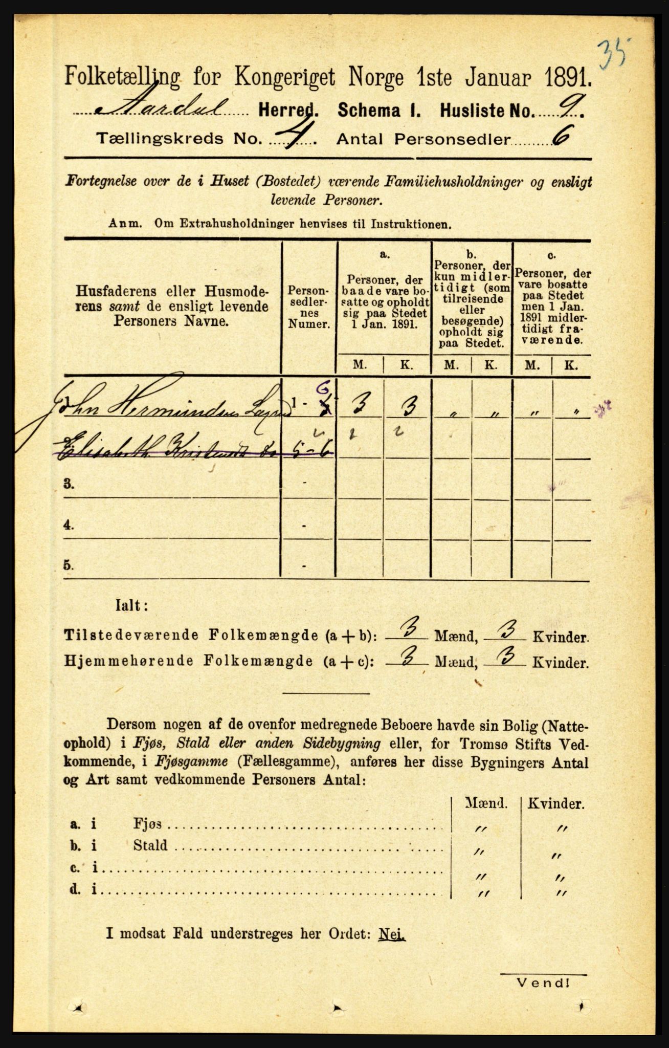 RA, 1891 census for 1424 Årdal, 1891, p. 595