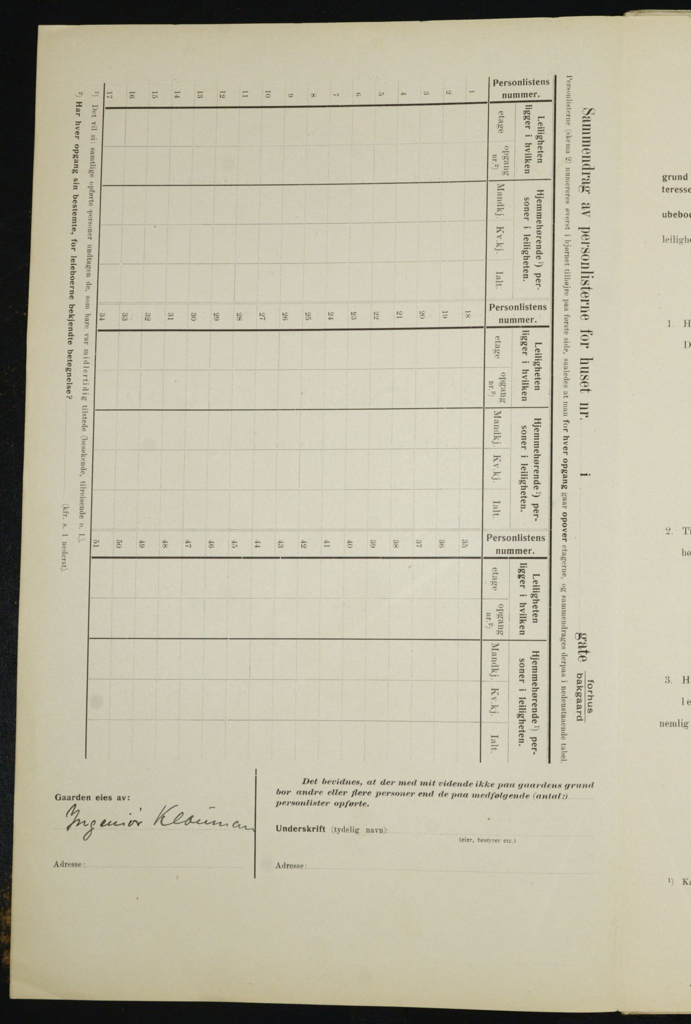 OBA, Municipal Census 1910 for Kristiania, 1910, p. 8344