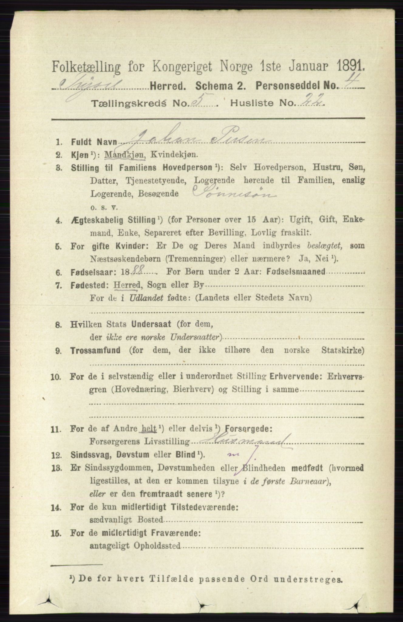 RA, 1891 census for 0428 Trysil, 1891, p. 2435