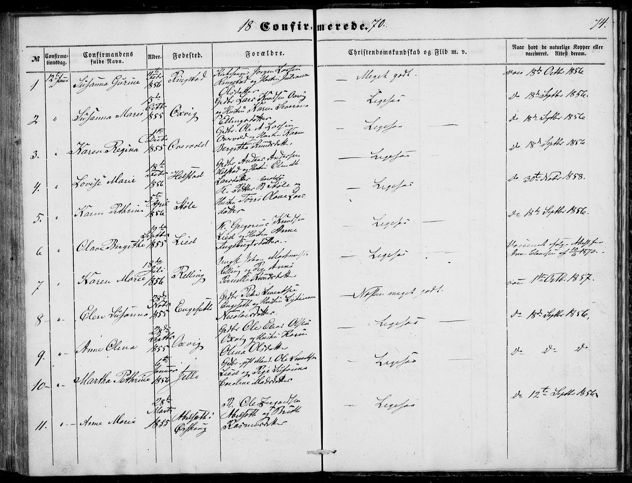 Ministerialprotokoller, klokkerbøker og fødselsregistre - Møre og Romsdal, AV/SAT-A-1454/520/L0281: Parish register (official) no. 520A10, 1851-1881, p. 74