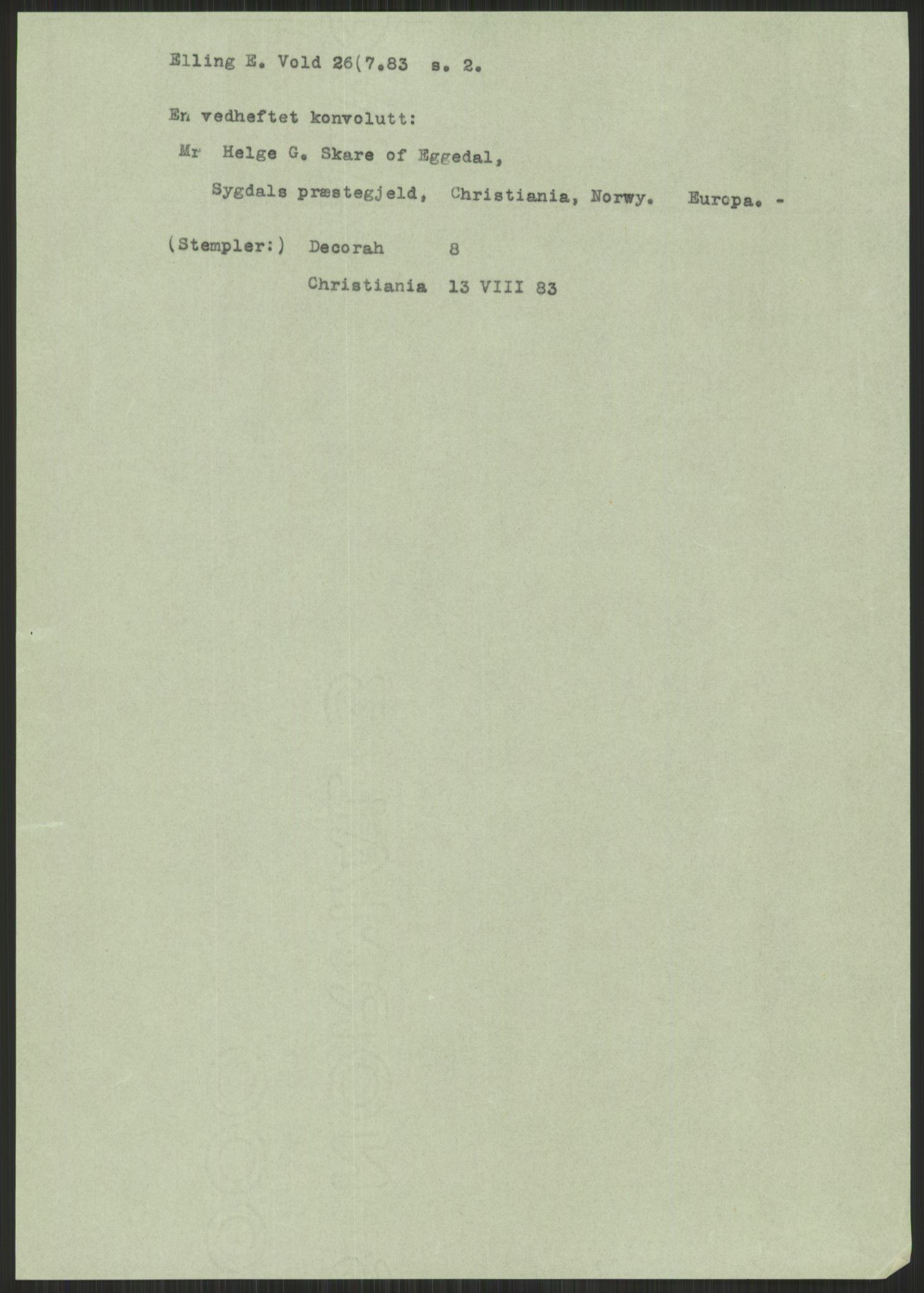 Samlinger til kildeutgivelse, Amerikabrevene, AV/RA-EA-4057/F/L0021: Innlån fra Buskerud: Michalsen - Ål bygdearkiv, 1838-1914, p. 455