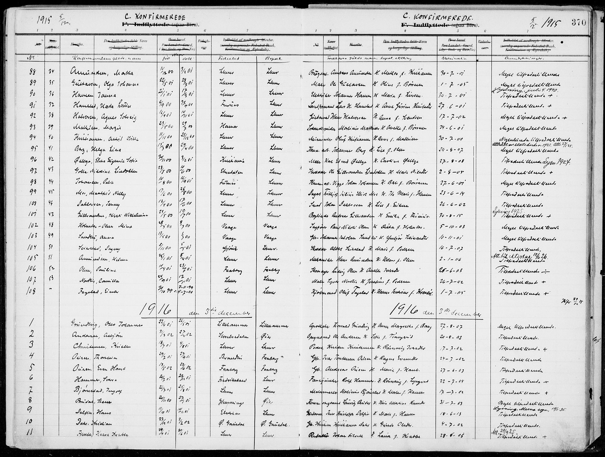 Lillehammer prestekontor, AV/SAH-PREST-088/H/Ha/Haa/L0001: Parish register (official) no. 1, 1901-1916, p. 370