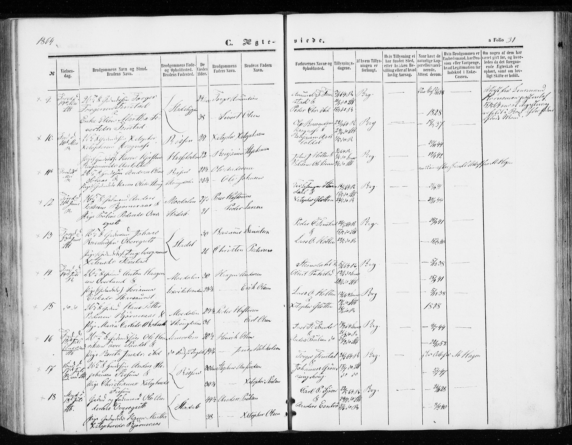 Ministerialprotokoller, klokkerbøker og fødselsregistre - Sør-Trøndelag, SAT/A-1456/646/L0612: Parish register (official) no. 646A10, 1858-1869, p. 31