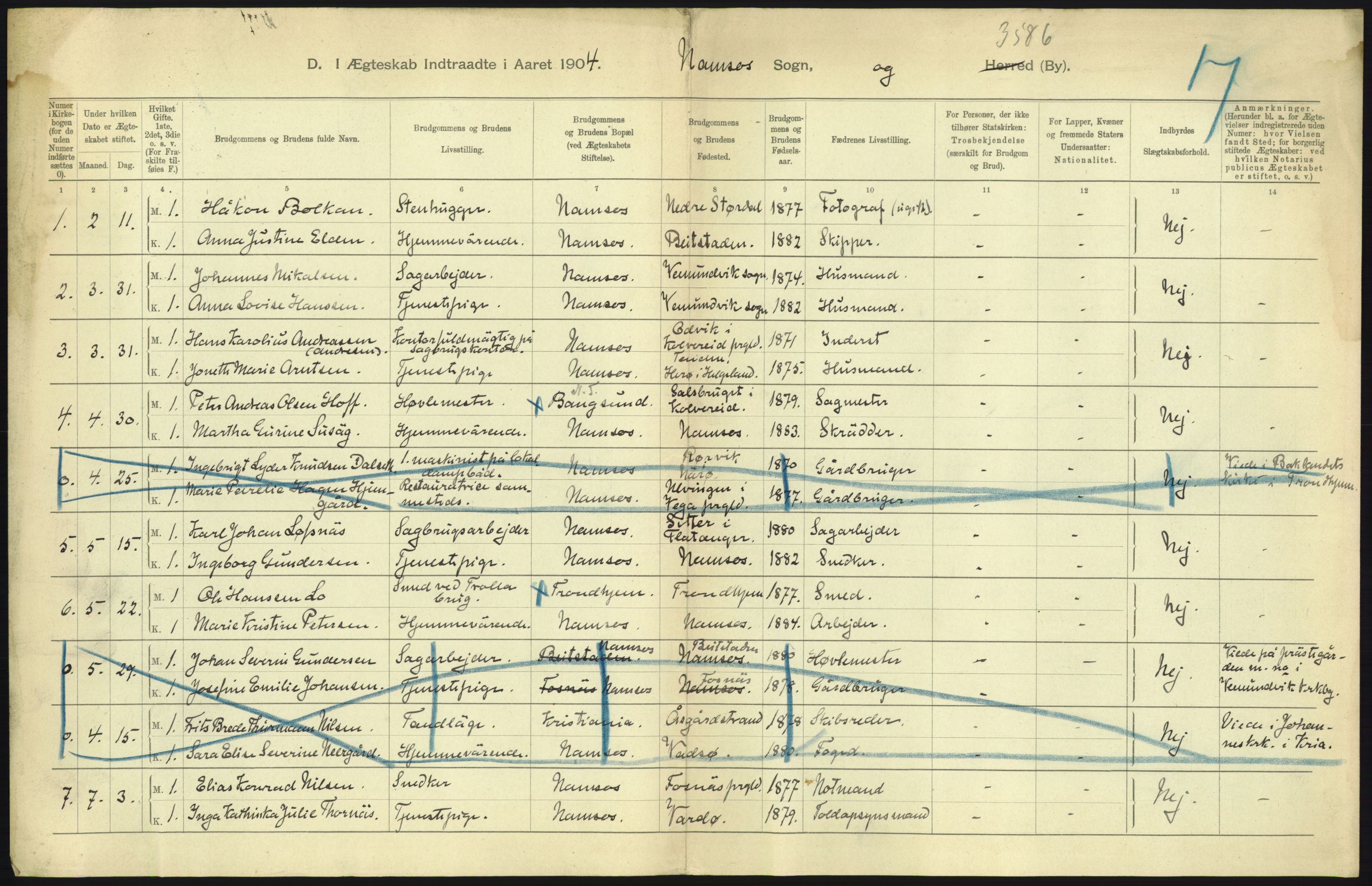 Statistisk sentralbyrå, Sosiodemografiske emner, Befolkning, AV/RA-S-2228/D/Df/Dfa/Dfab/L0019: Nordre Trondhjems amt: Fødte, gifte, døde, 1904, p. 43