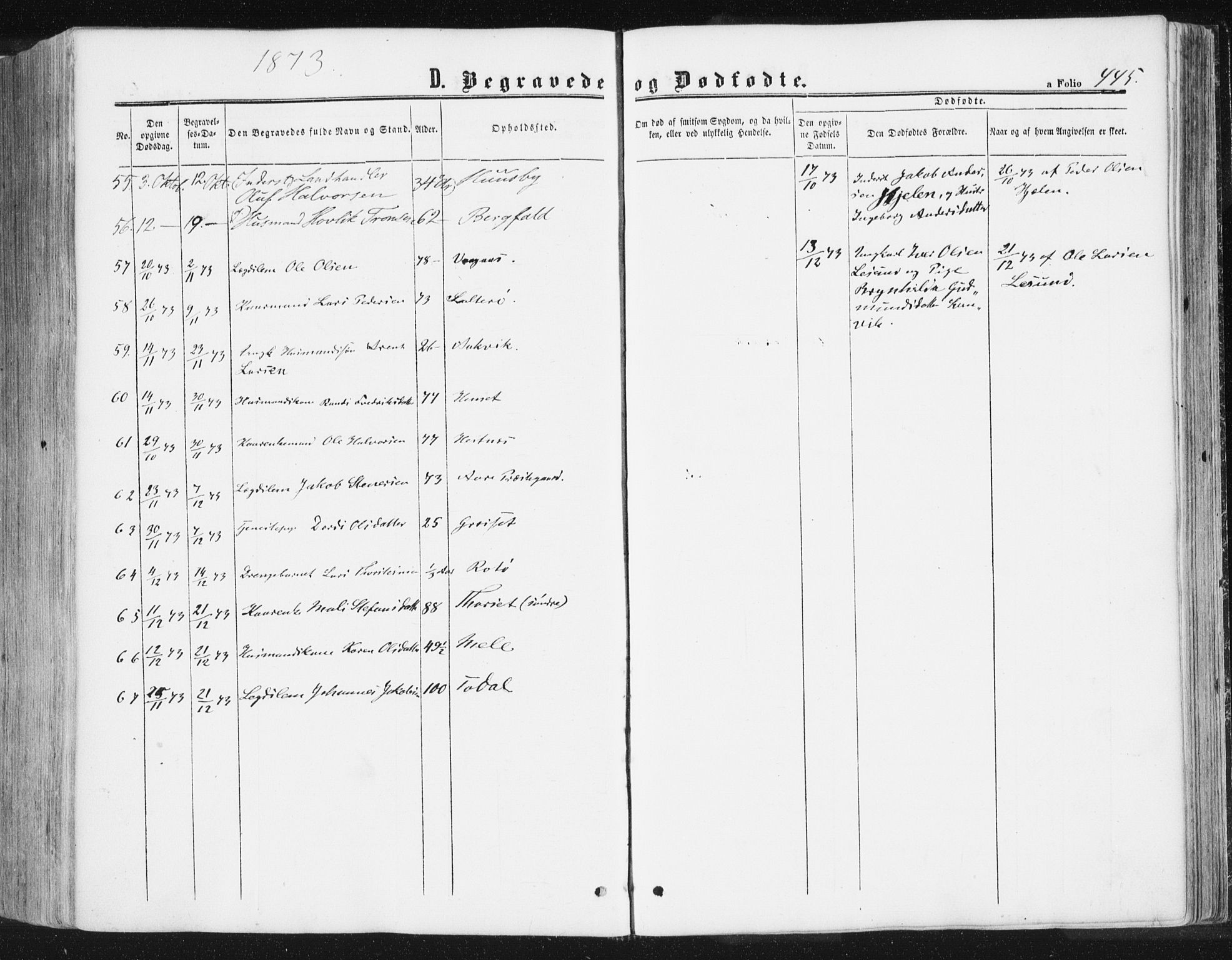 Ministerialprotokoller, klokkerbøker og fødselsregistre - Møre og Romsdal, AV/SAT-A-1454/578/L0905: Parish register (official) no. 578A04, 1859-1877, p. 445