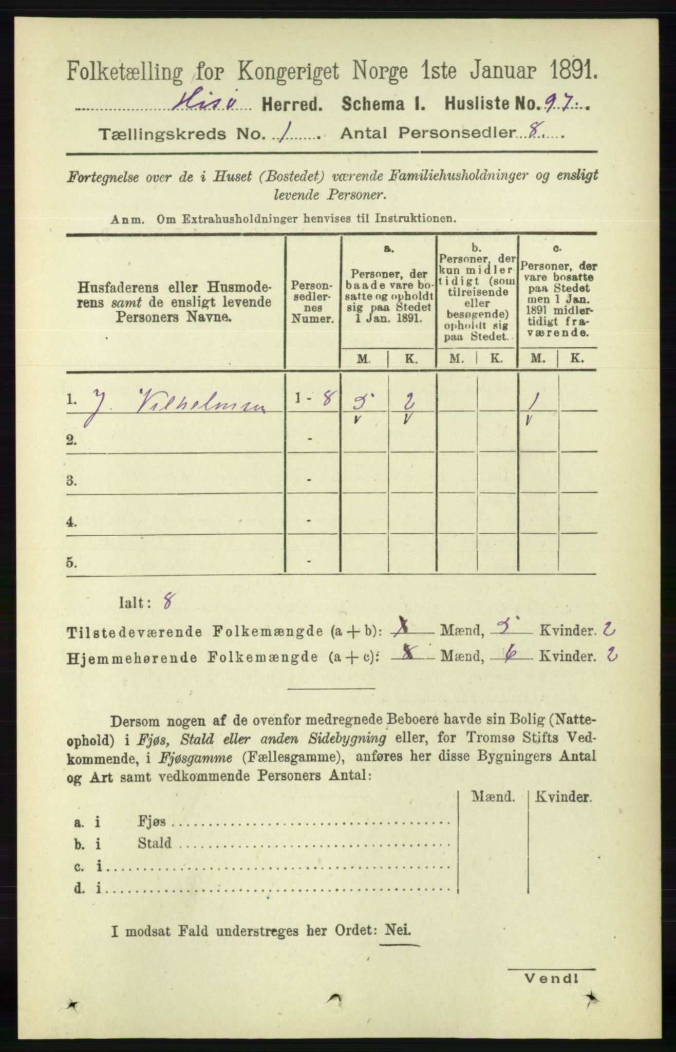 RA, 1891 census for 0922 Hisøy, 1891, p. 115