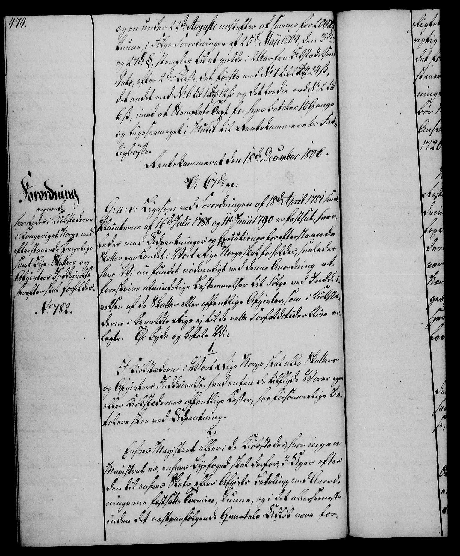 Rentekammeret, Kammerkanselliet, AV/RA-EA-3111/G/Gg/Gga/L0018: Norsk ekspedisjonsprotokoll med register (merket RK 53.18), 1804-1806, p. 474