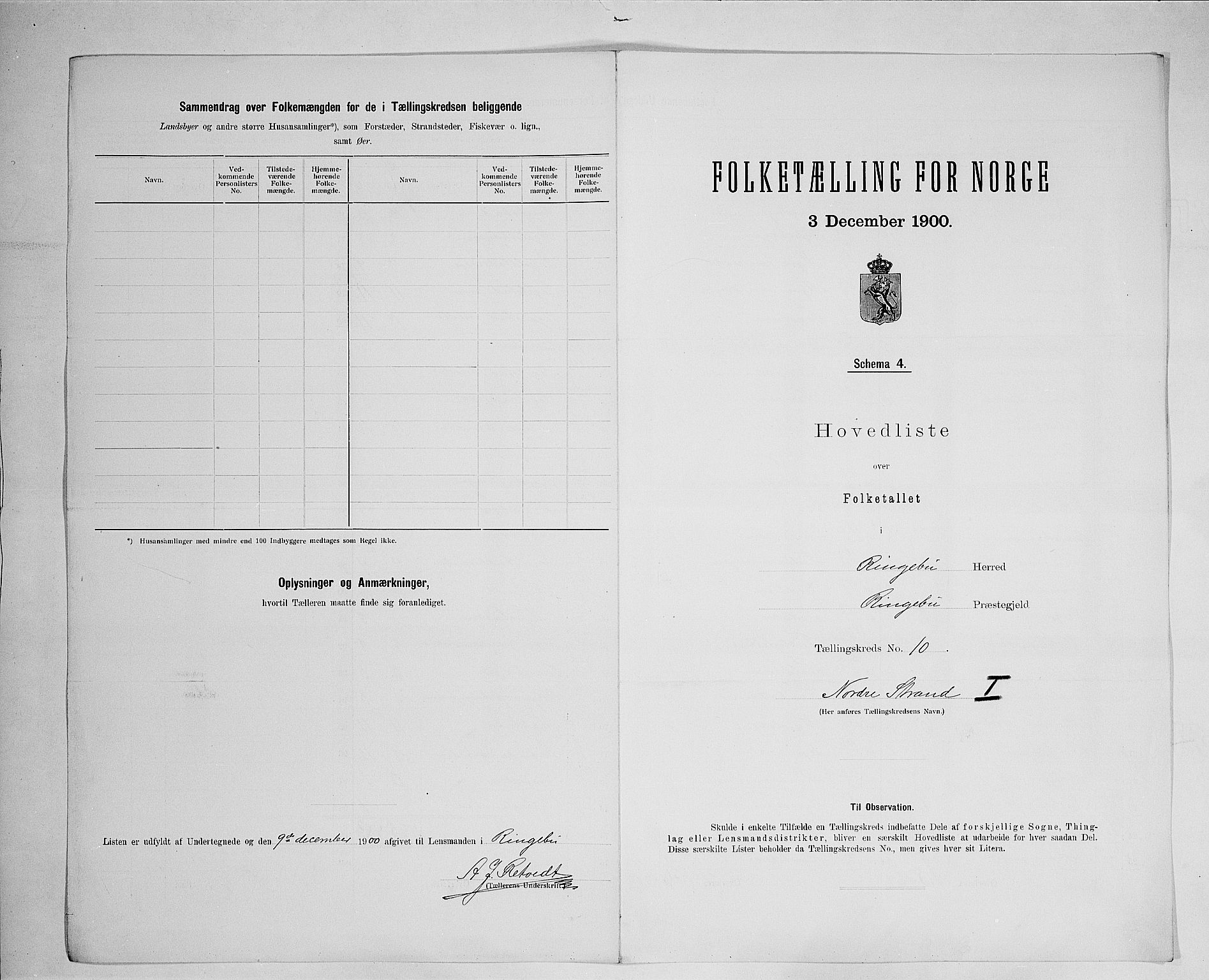 SAH, 1900 census for Ringebu, 1900, p. 39