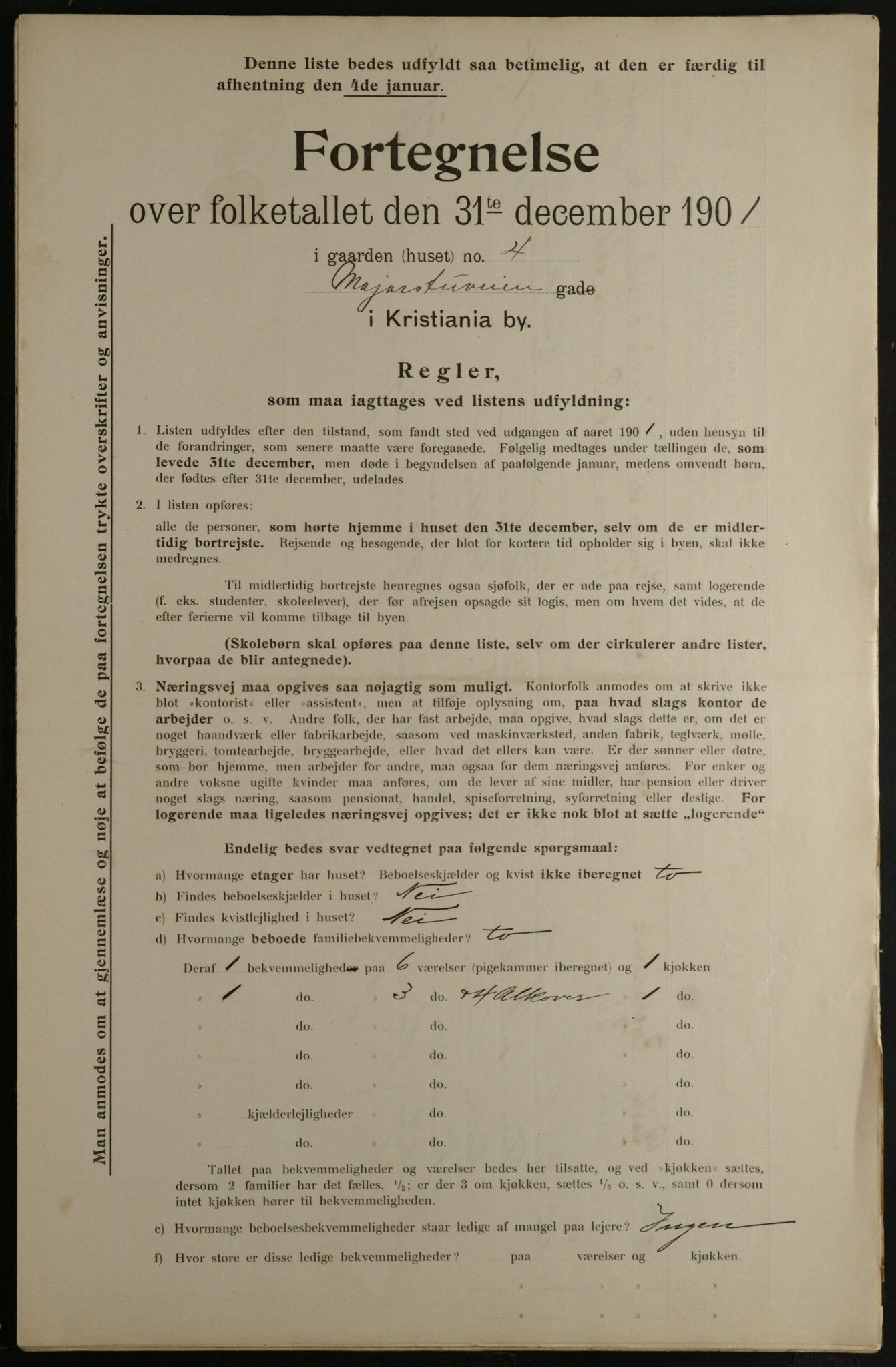 OBA, Municipal Census 1901 for Kristiania, 1901, p. 9190