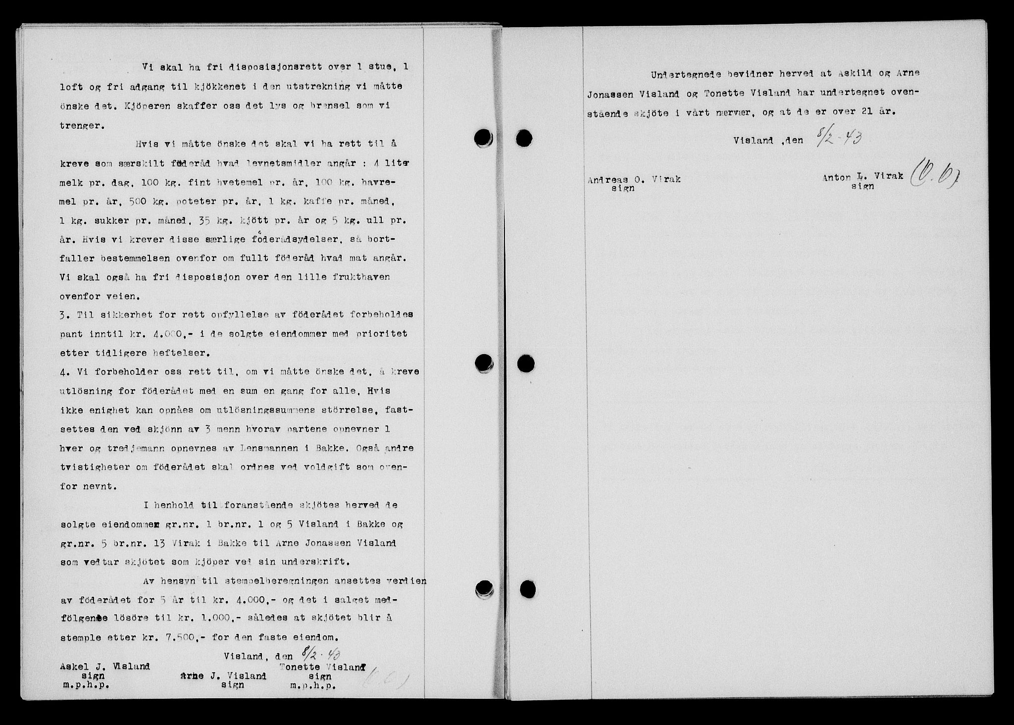Flekkefjord sorenskriveri, SAK/1221-0001/G/Gb/Gba/L0058: Mortgage book no. A-6, 1942-1944, Diary no: : 108/1943