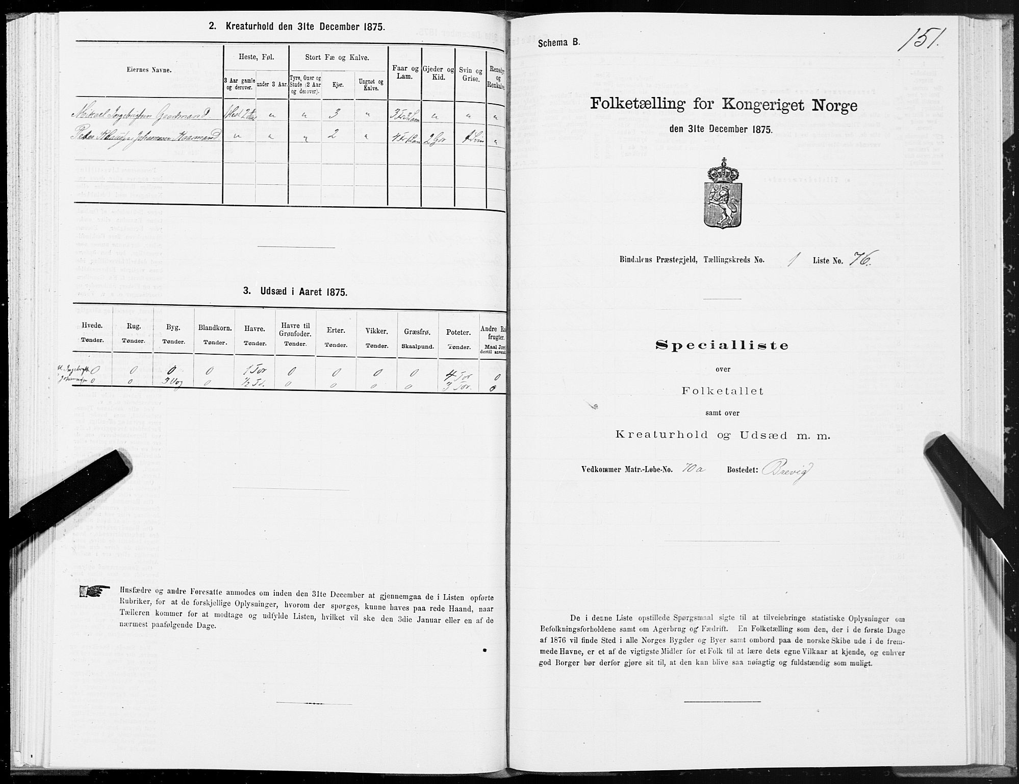SAT, 1875 census for 1811P Bindal, 1875, p. 1151