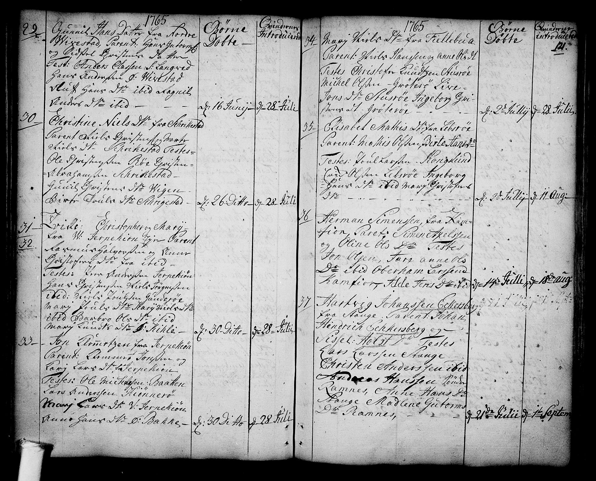 Ramnes kirkebøker, AV/SAKO-A-314/F/Fa/L0001: Parish register (official) no. I 1, 1732-1774, p. 121