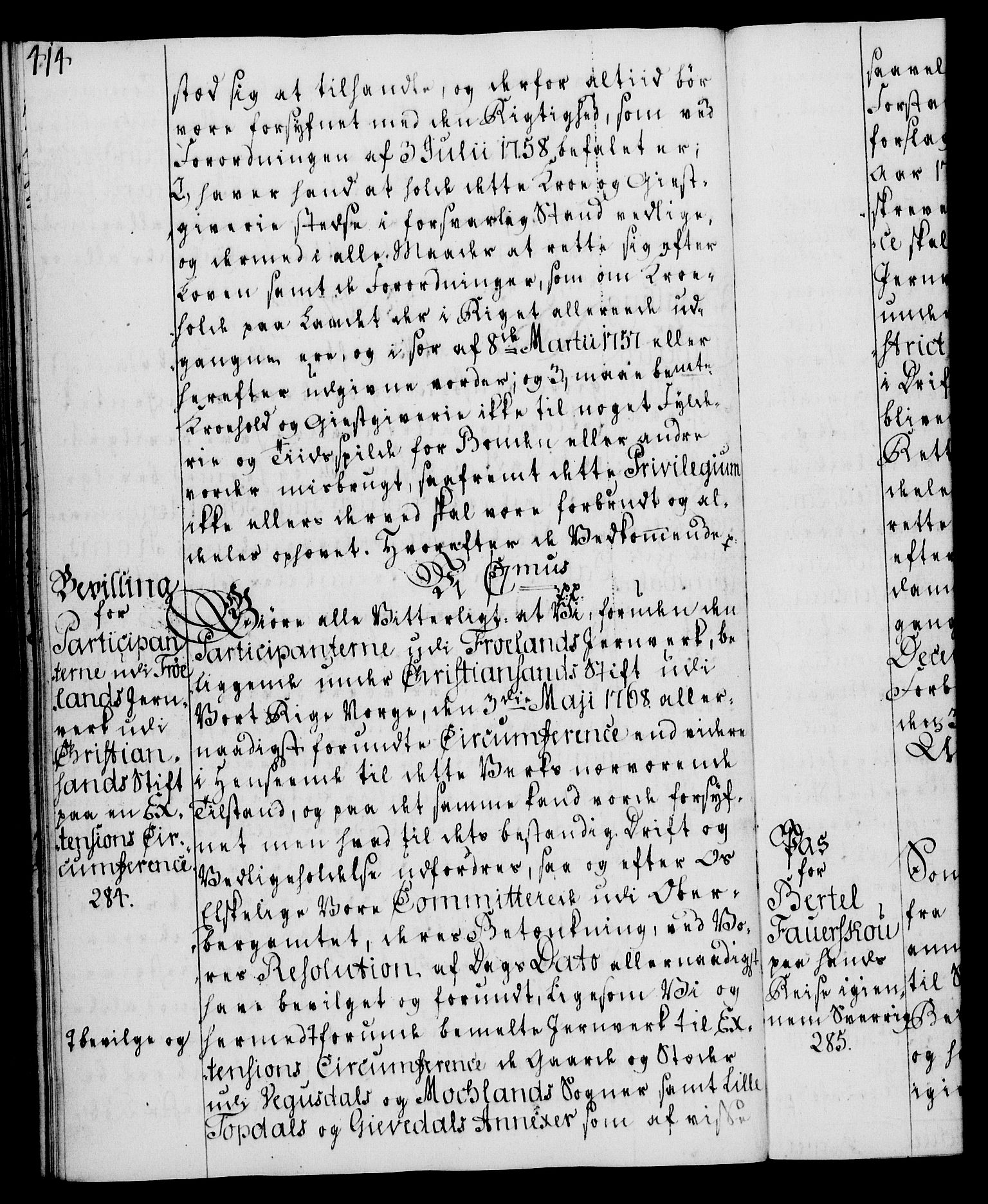 Rentekammeret, Kammerkanselliet, RA/EA-3111/G/Gg/Gga/L0008: Norsk ekspedisjonsprotokoll med register (merket RK 53.8), 1768-1771, p. 414