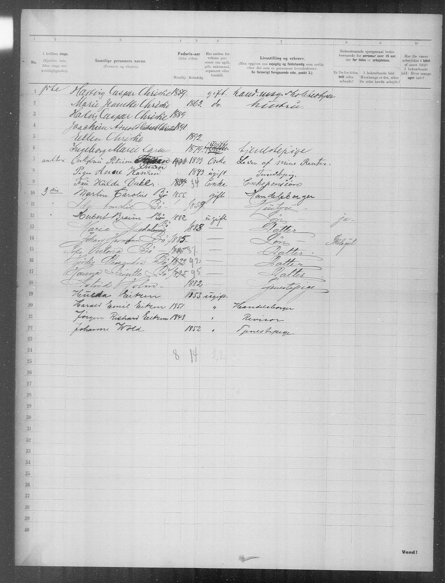 OBA, Municipal Census 1902 for Kristiania, 1902, p. 22534