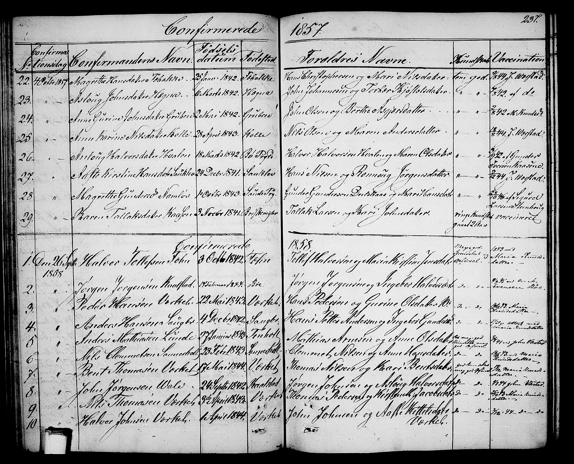 Holla kirkebøker, SAKO/A-272/G/Ga/L0003: Parish register (copy) no. I 3, 1849-1866, p. 237