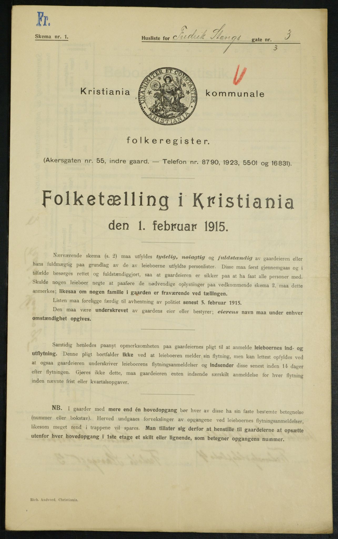 OBA, Municipal Census 1915 for Kristiania, 1915, p. 26164