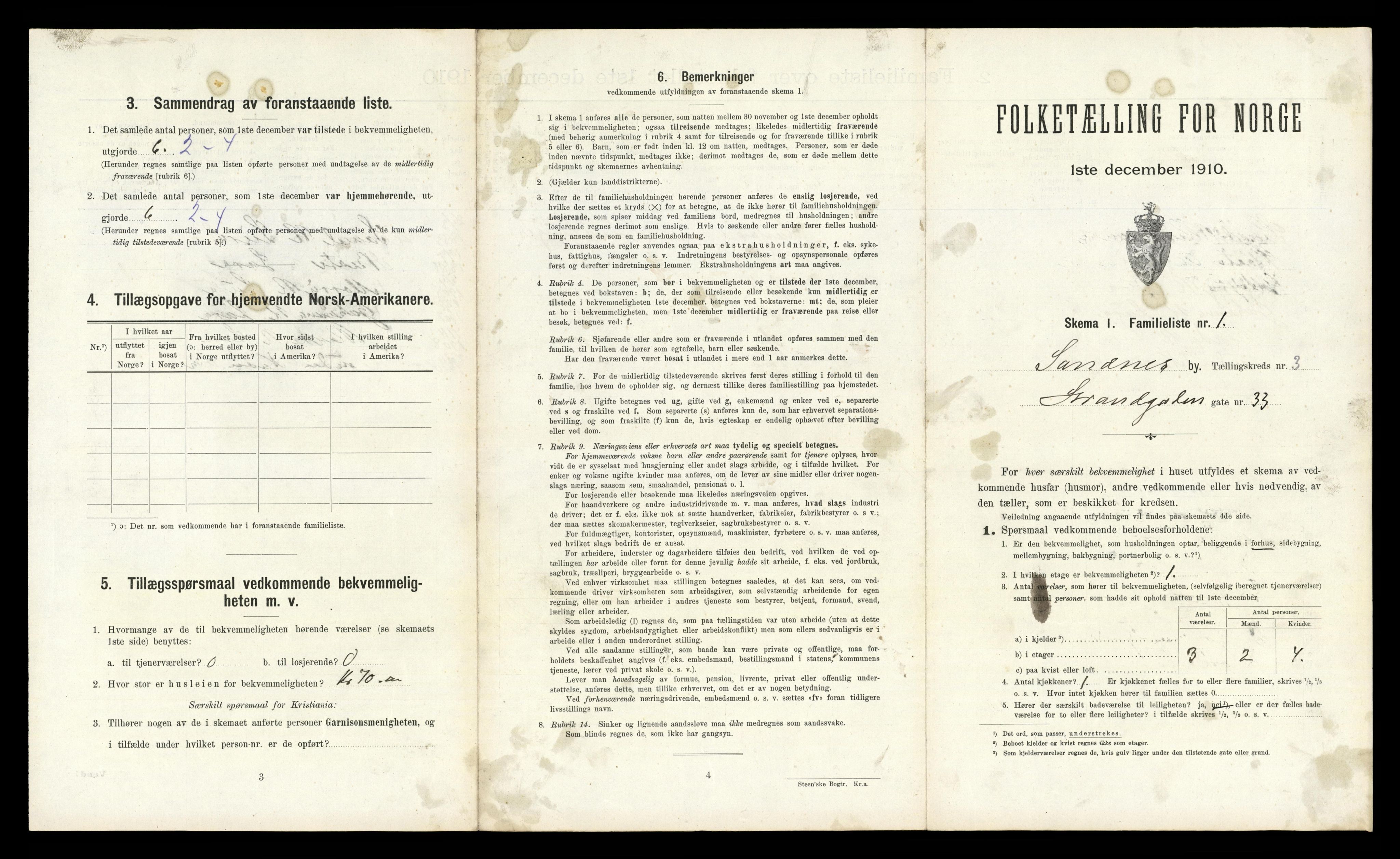 RA, 1910 census for Sandnes, 1910, p. 428