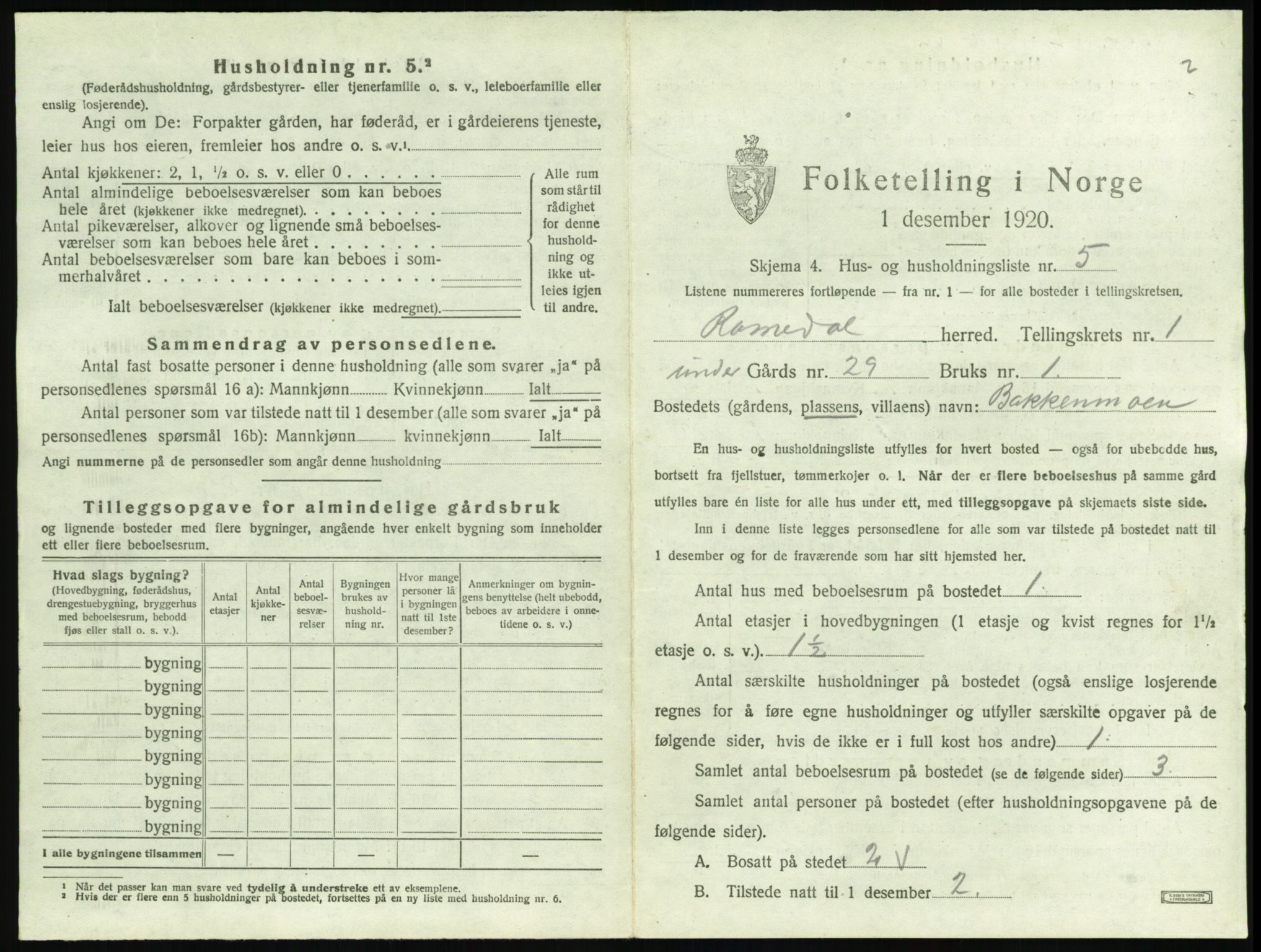 SAH, 1920 census for Romedal, 1920, p. 67