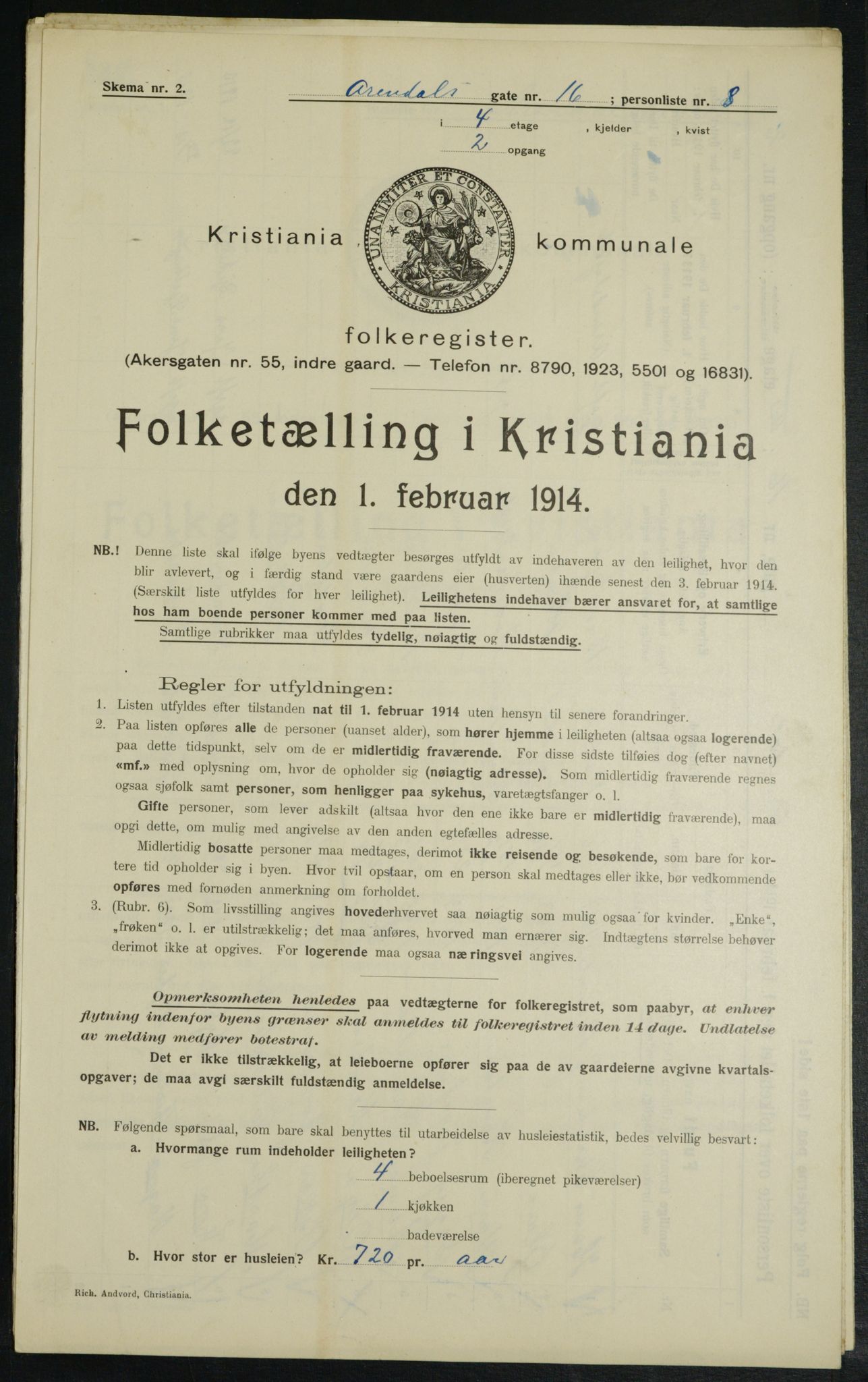 OBA, Municipal Census 1914 for Kristiania, 1914, p. 1997