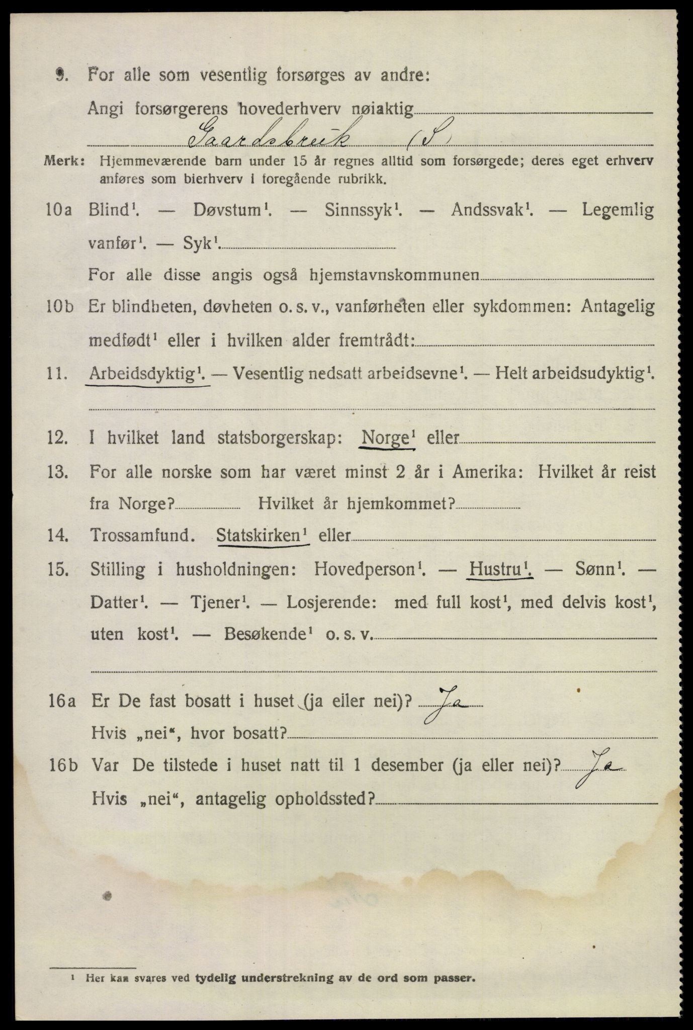 SAKO, 1920 census for Lunde, 1920, p. 3390